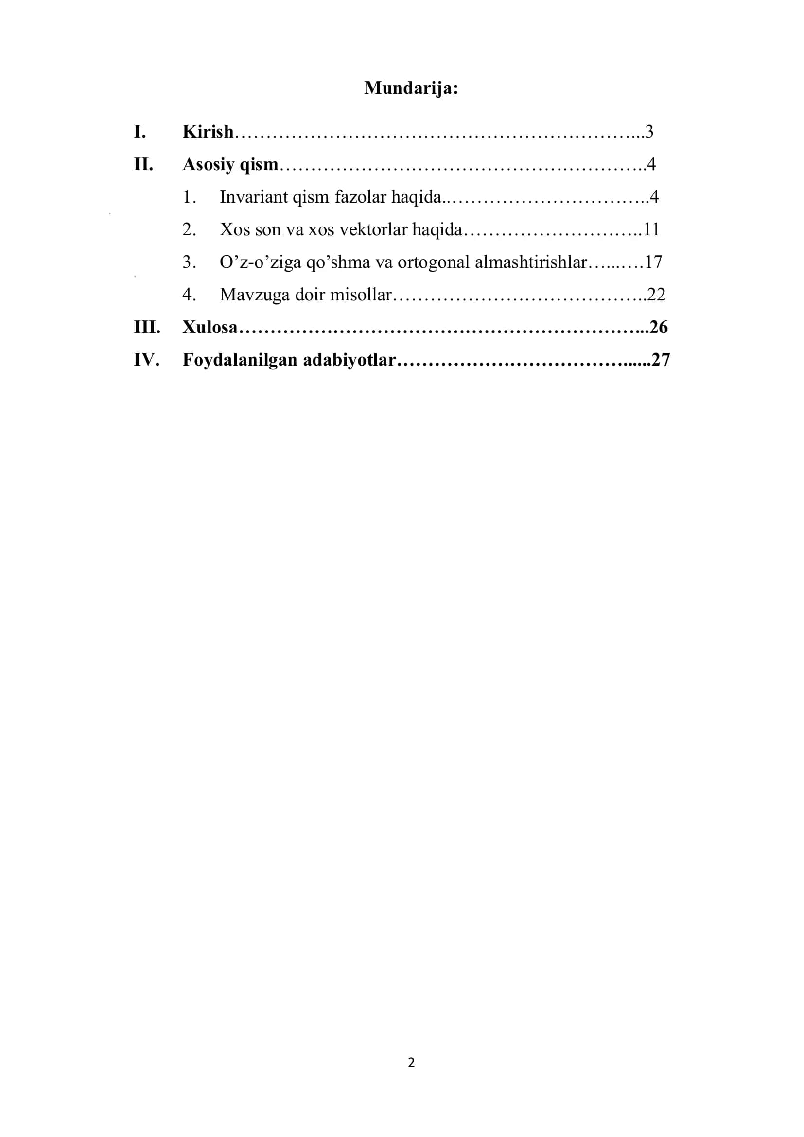 Algebra KURS ISHI 2