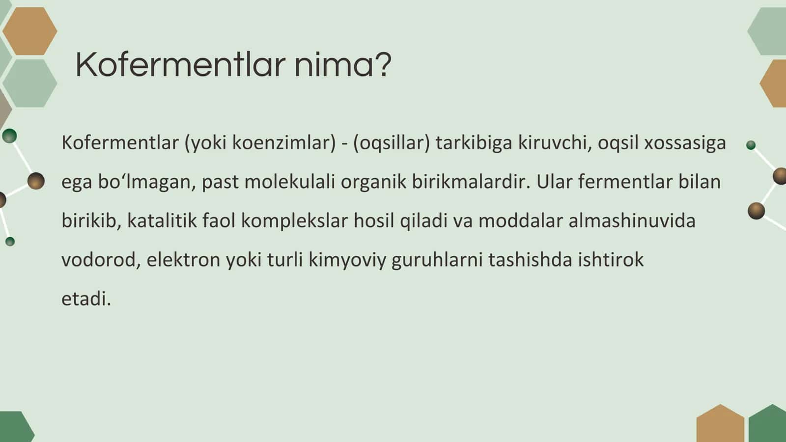 Nukleotid tabiatli kofermentlar. NAD+, NADF+ va FAD. 2