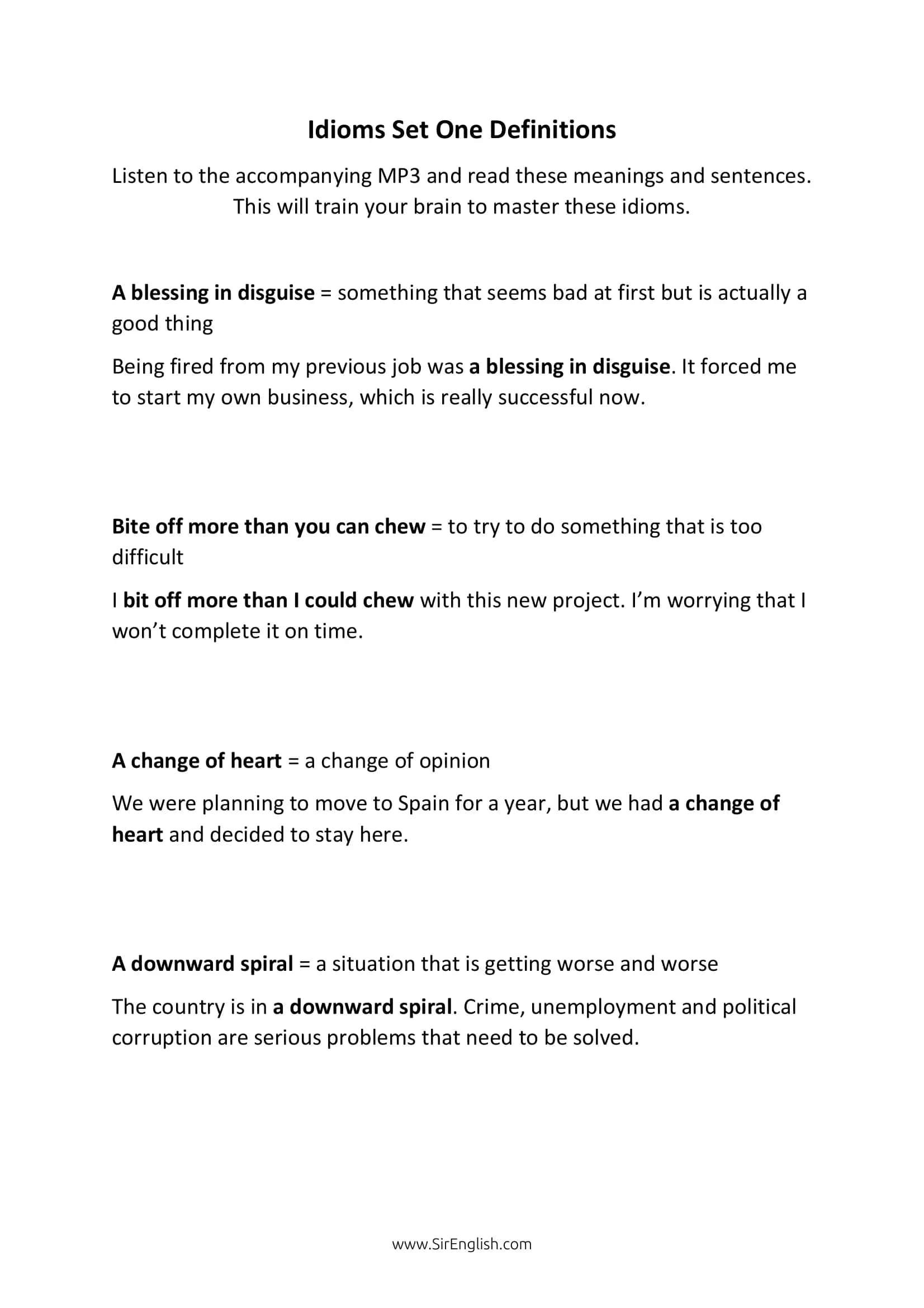 Idioms in Use Set One 2