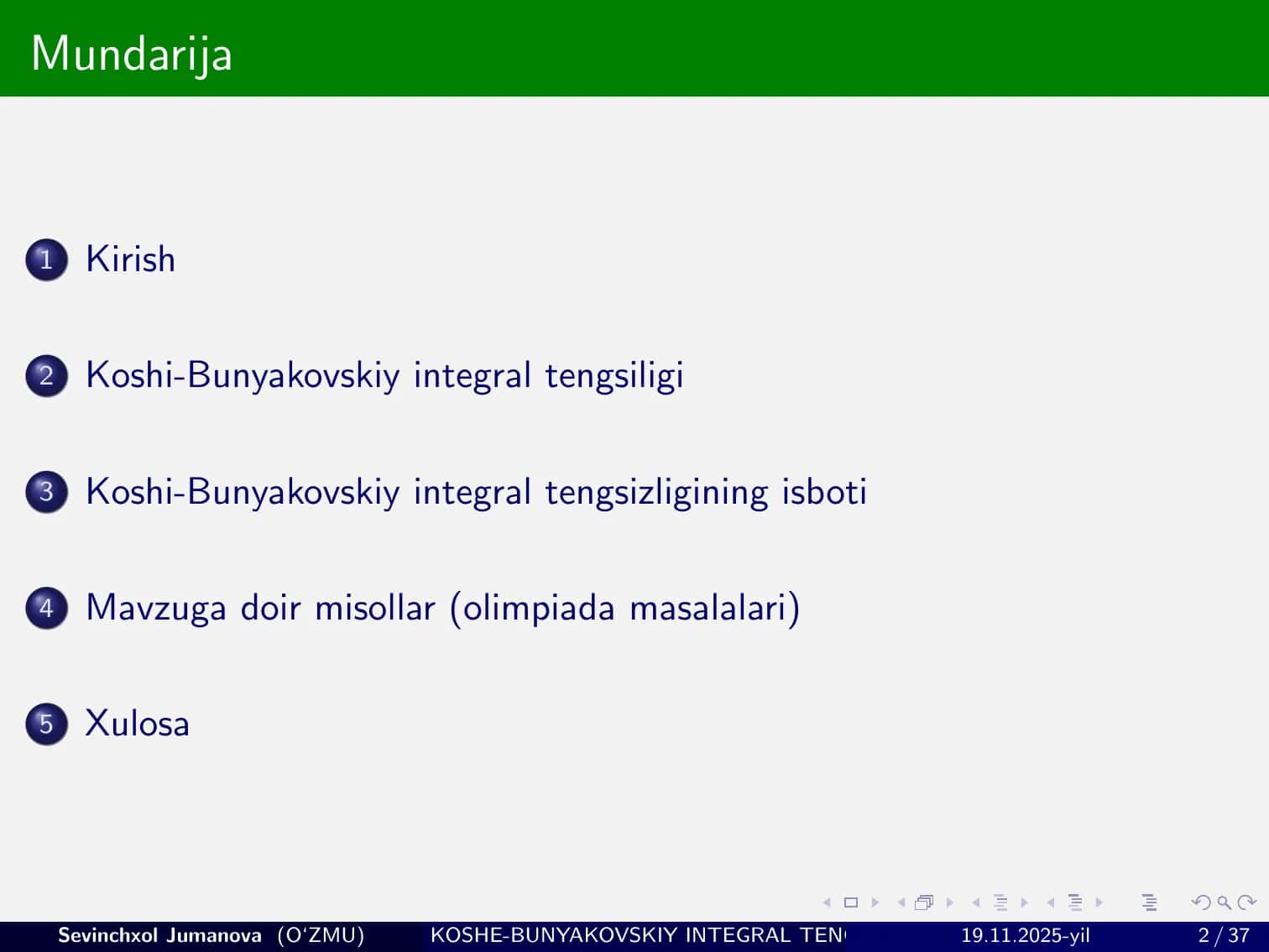 Koshi-Bunyakovskiy integral tengsizligi va 2