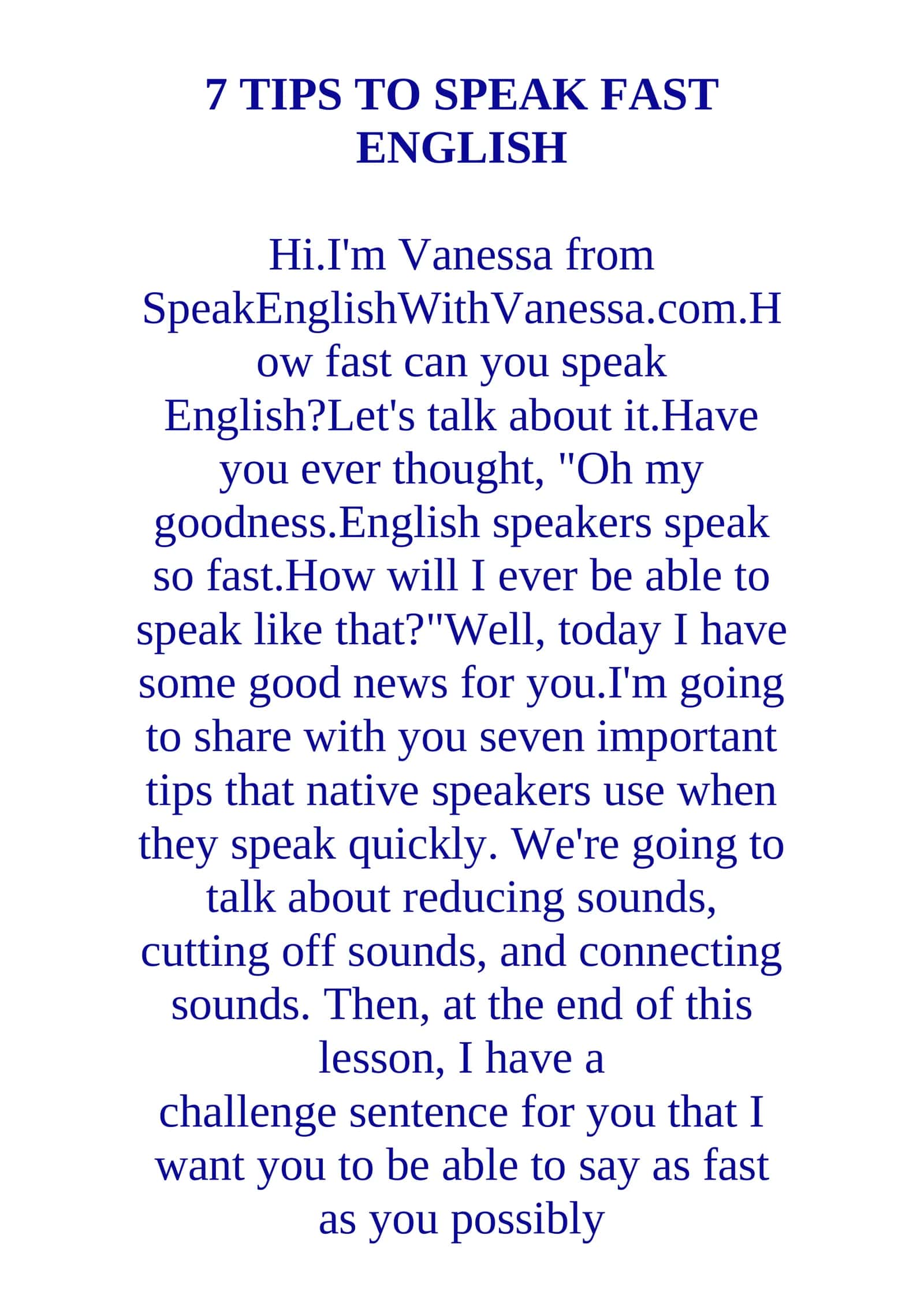 7 TIPS TO SPEAK FAST 2