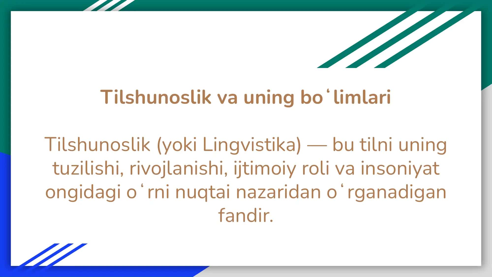 Tilshunoslik va uning boʻlimlari 2
