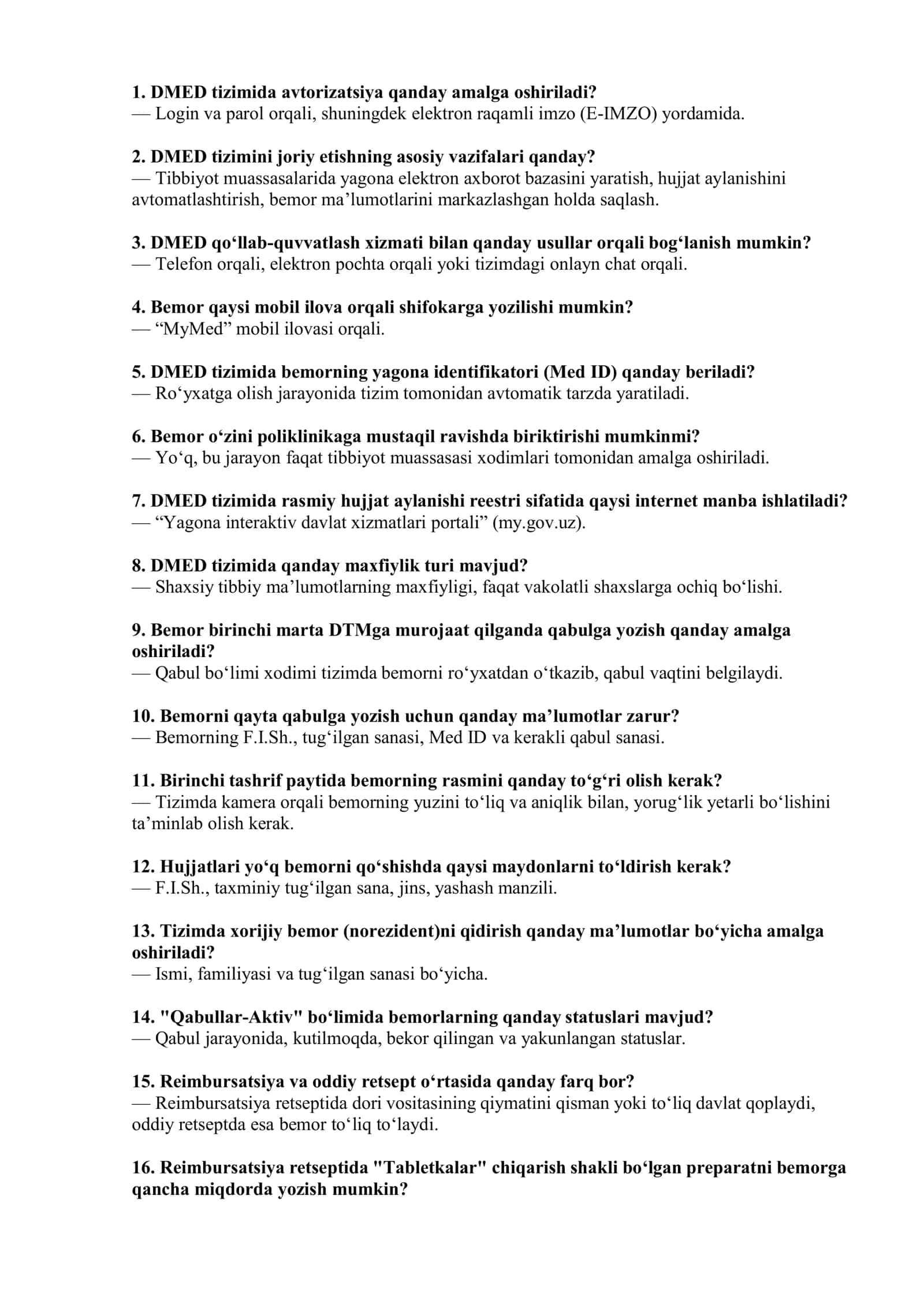 🩺 ARGOS | DMED TIBBIYOT TESTLARI  📚 100 TA SAVOL-JAVOB 2