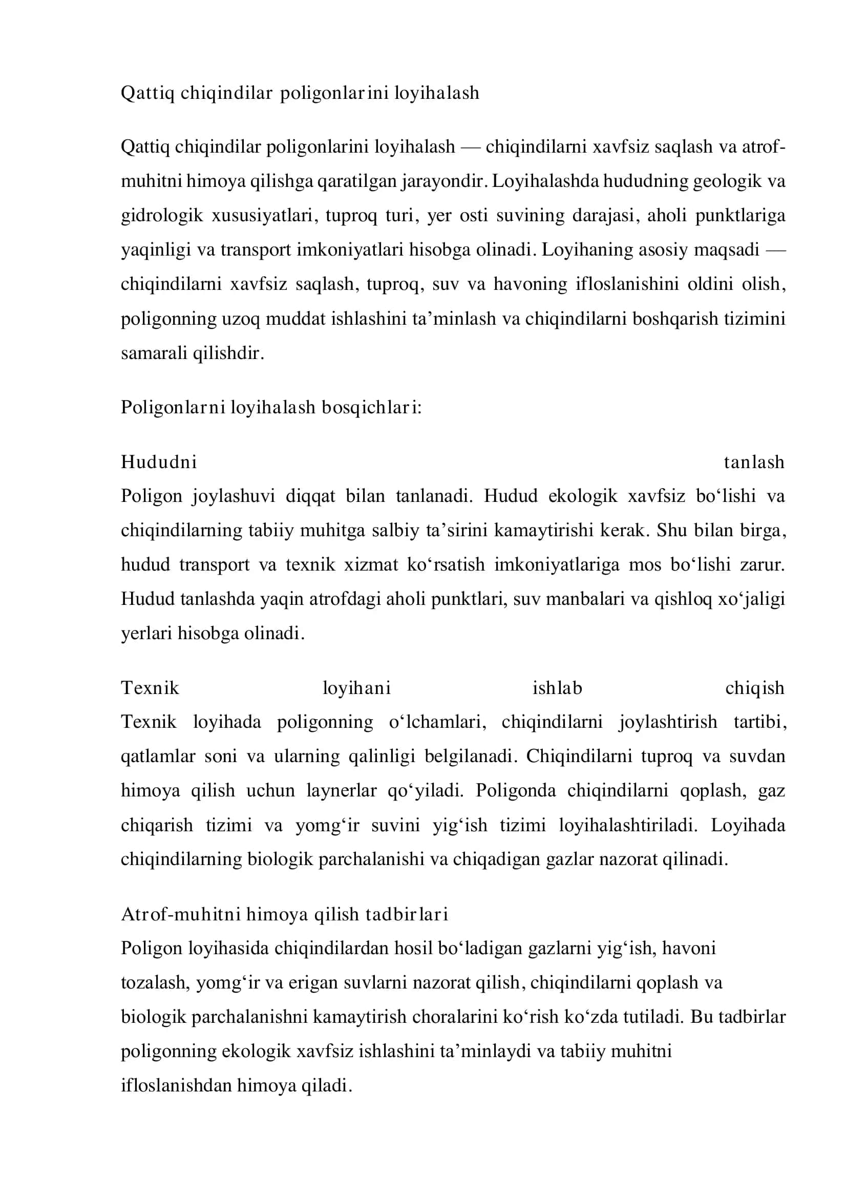 Poligonlarni loyihalashtirish 2