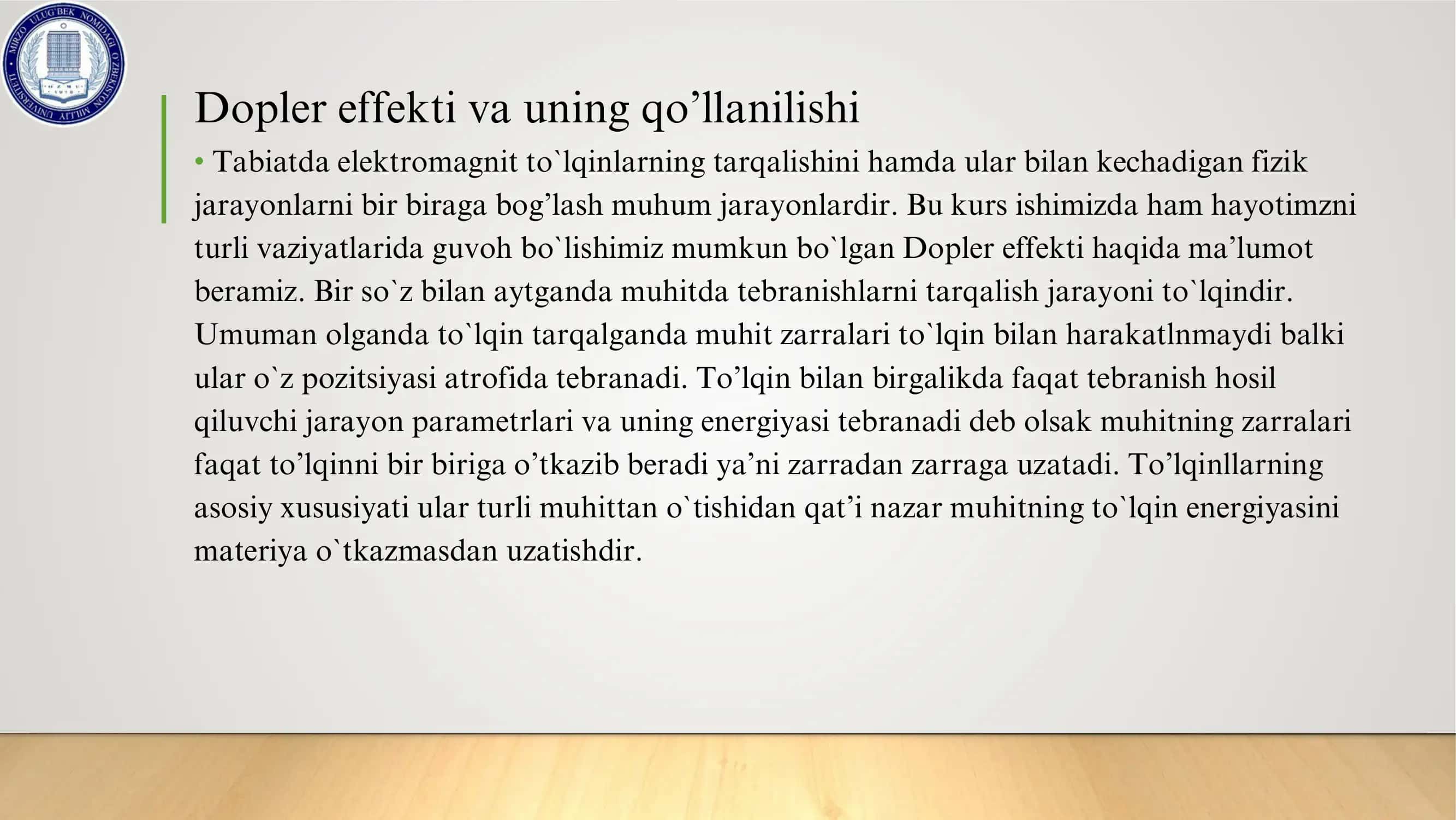 Dopler effekti va uning qo’llanilishi 2