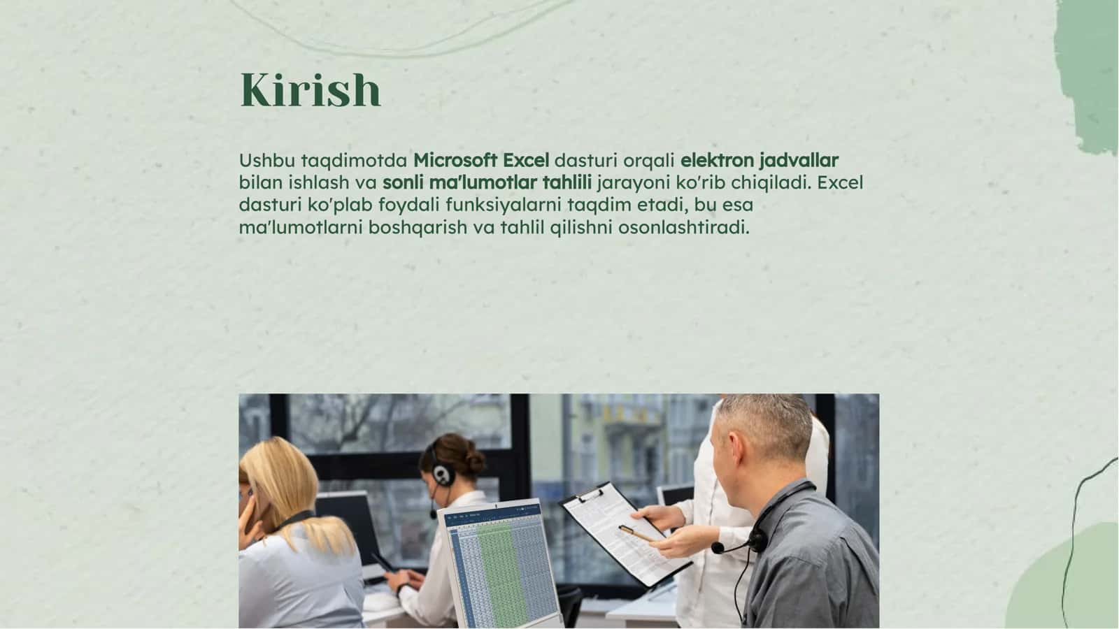 Elektron jadvallar bilan ishlash 2