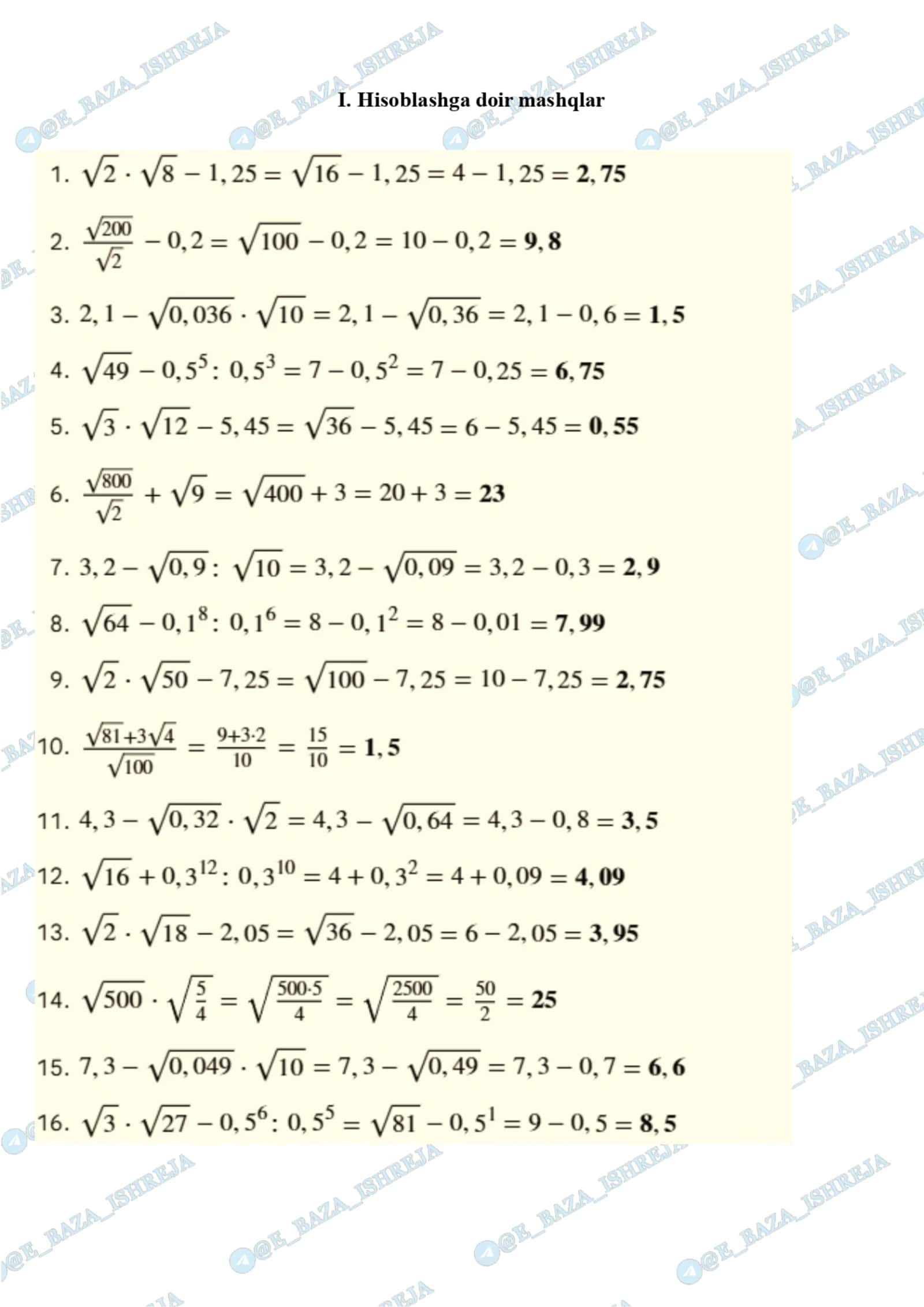 9-sinf Matematika 2025-2026 imtihon javoblari 2