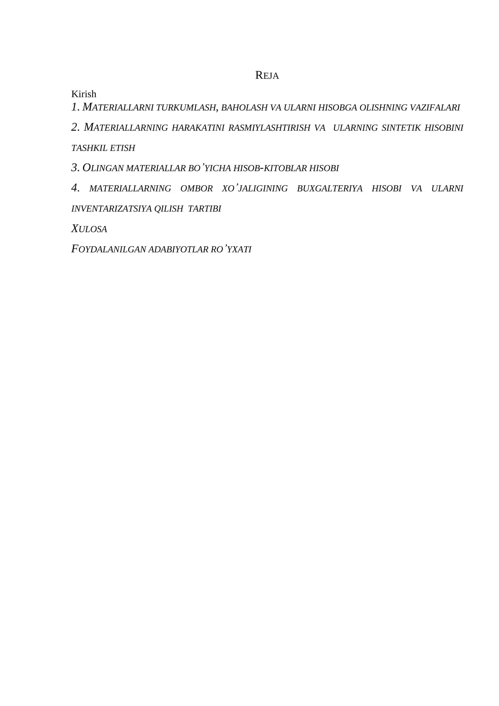 Materiallar hisobini tashkil etish 2