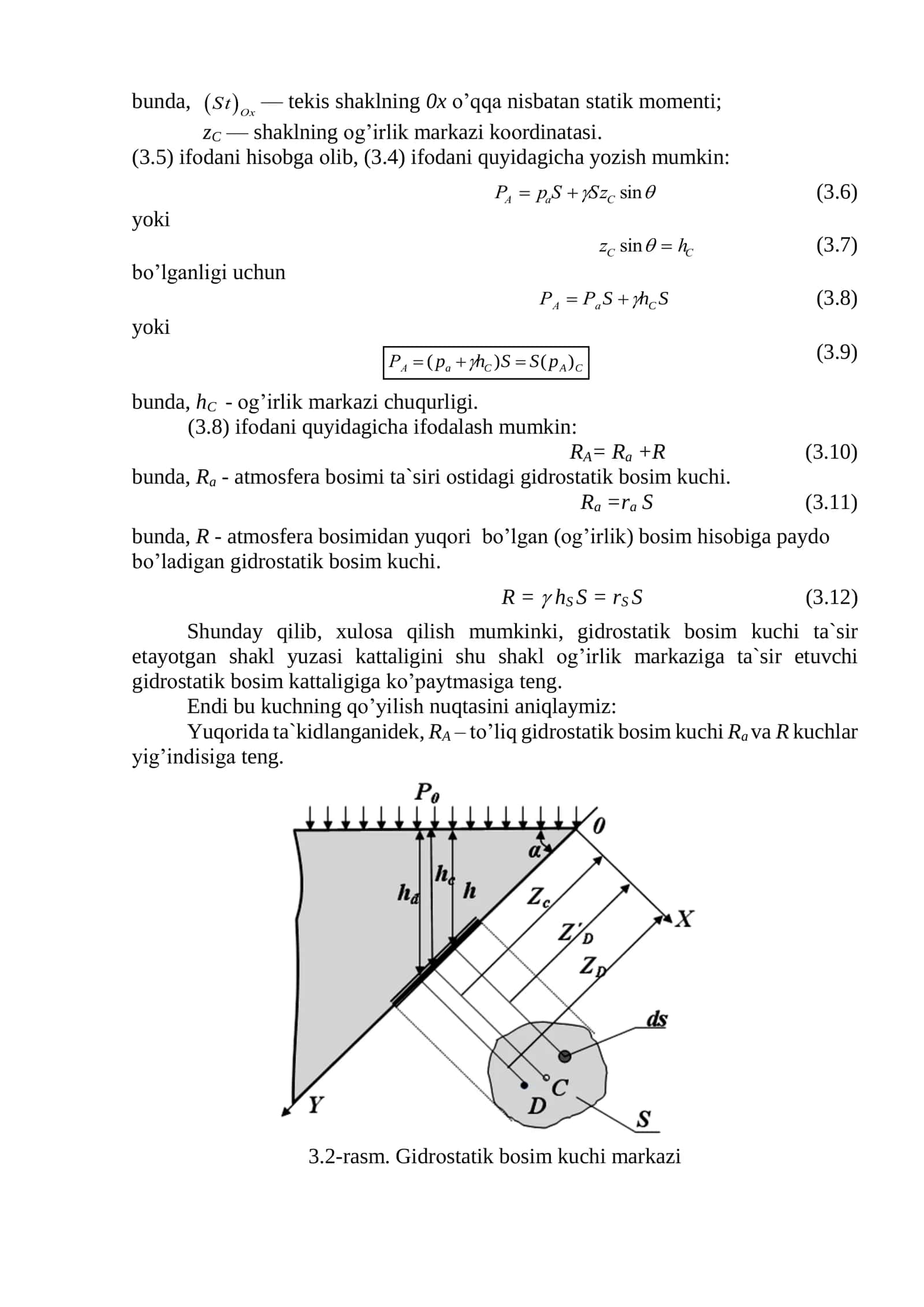 Gidrоstatik bоsim kuchining tekis sirtga ta`siri 2