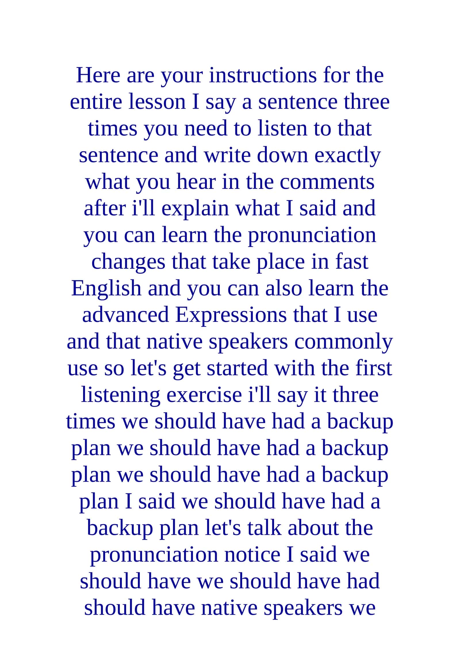 Listening Exercise - Backup Plan Pronunciation 2