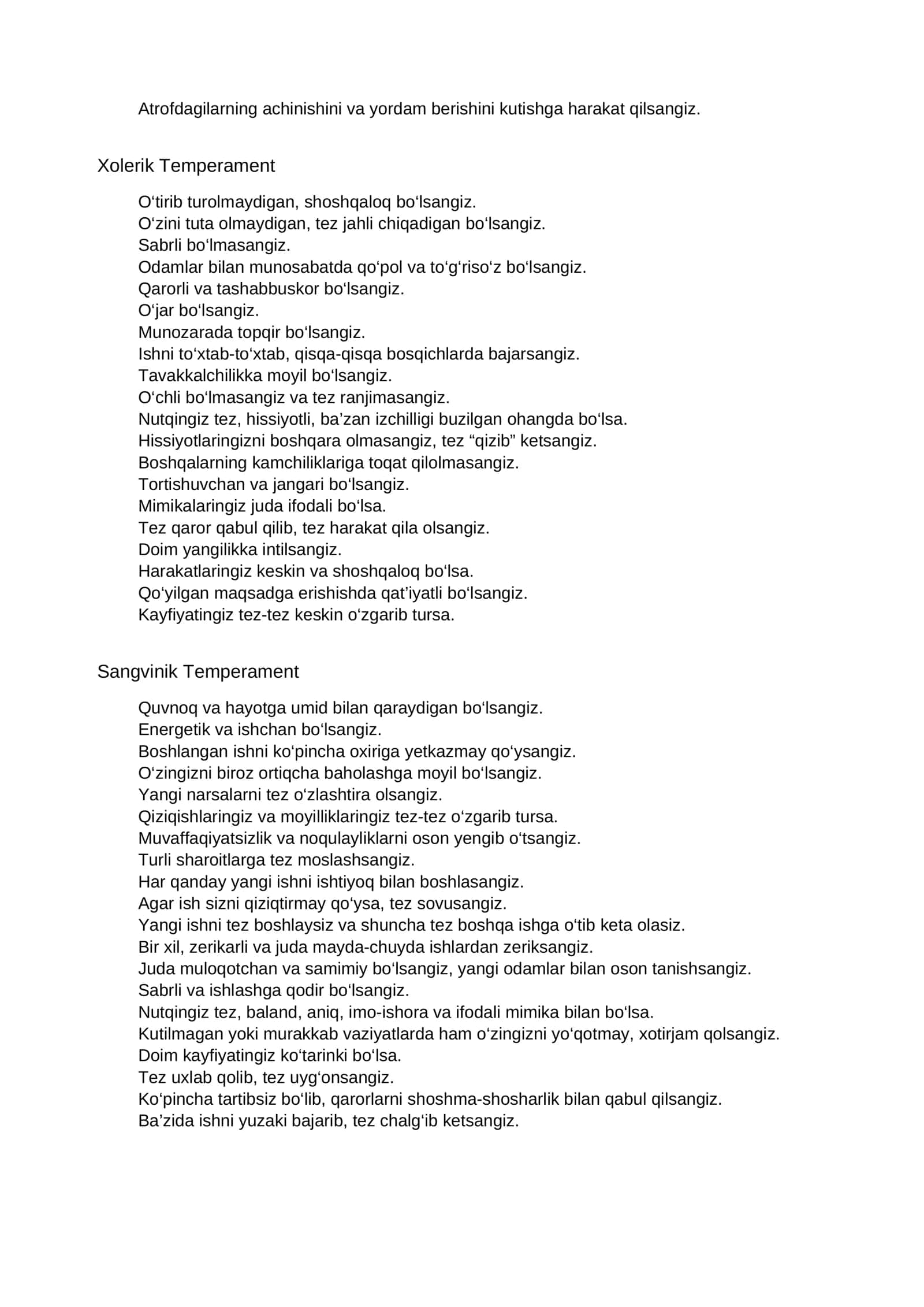 A. Belov Temperament Testi 2