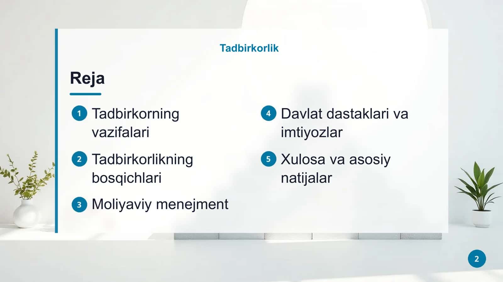 TADBIRKORLIK 2