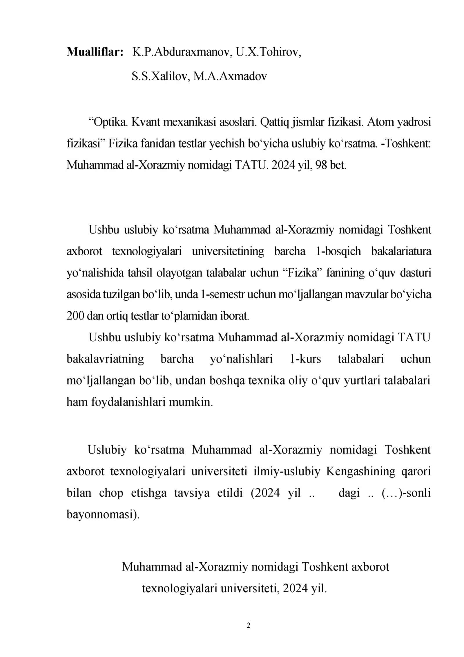 Investors of QARSHI (Qarshi investorlar) 2