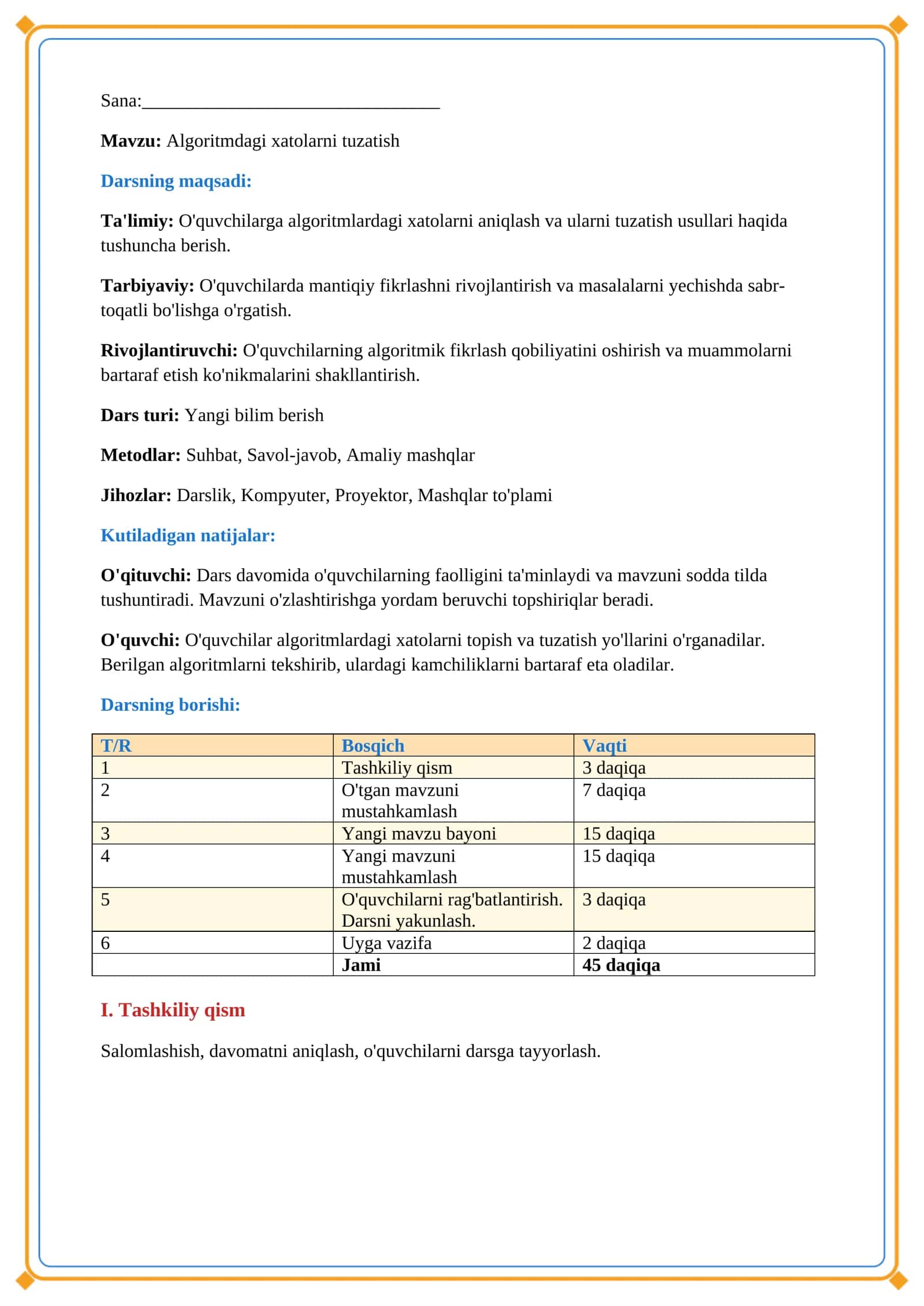 Lesson on Algoritmdagi xatolarni tuzatish 2