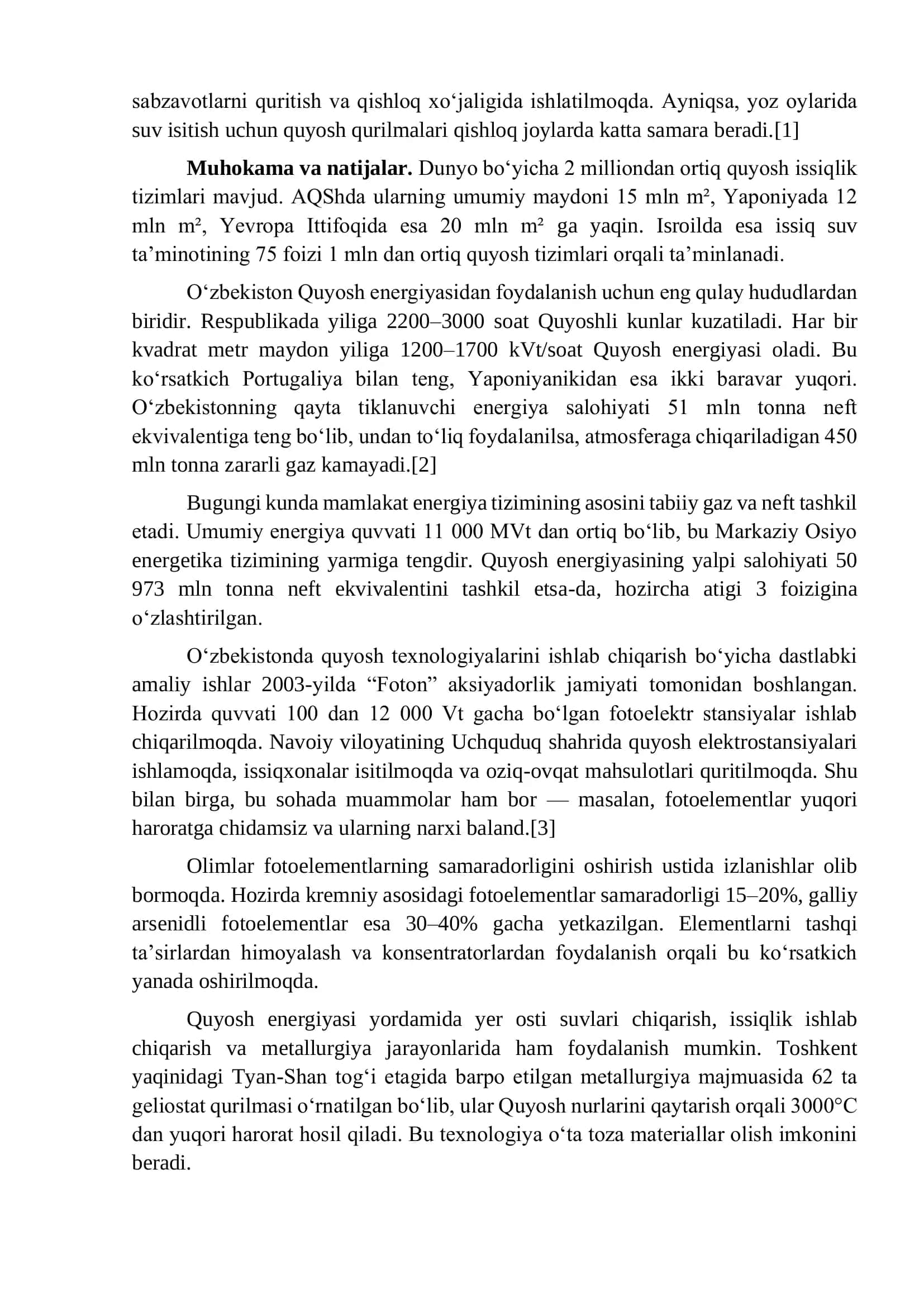 QUYOSH ENERGIYASIDAN FOYDALANISH 2