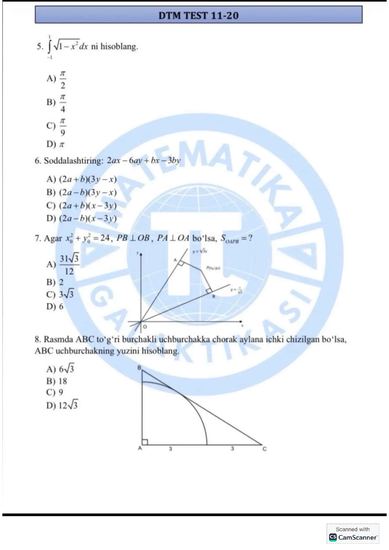 DTM test savollari va ishlanishlari 2