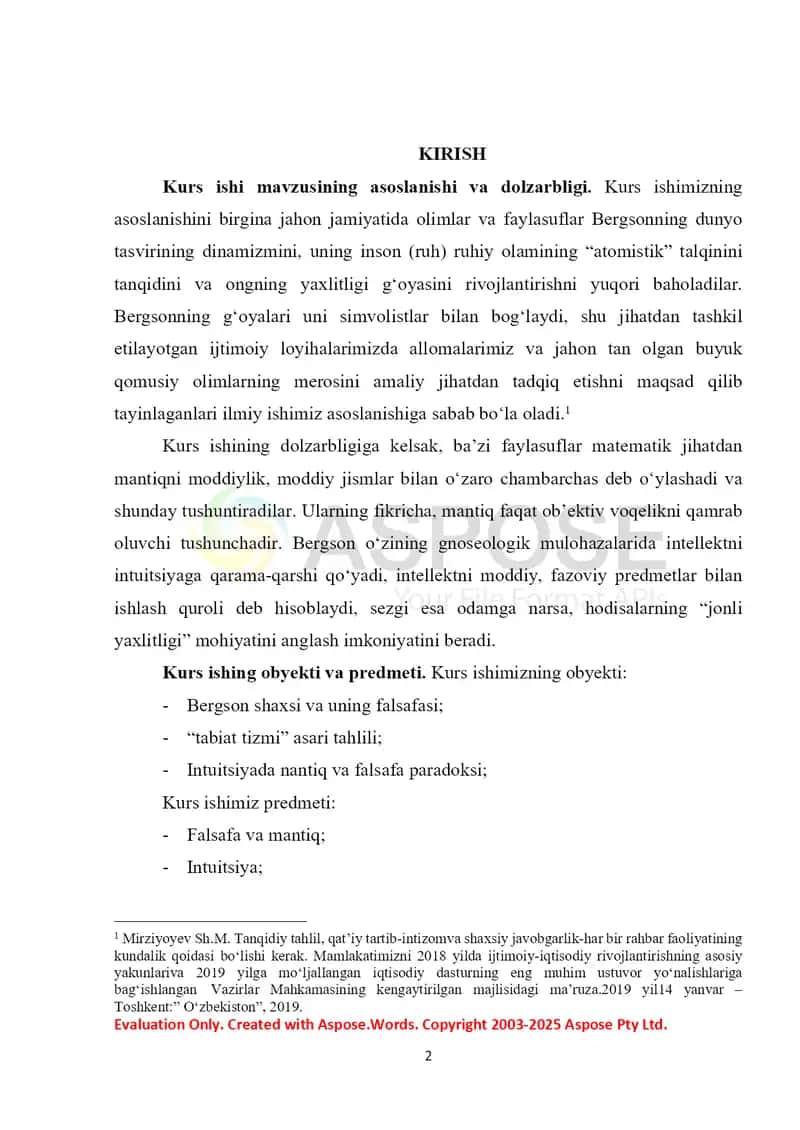 Anri Bergson intuitsiya haqida 2