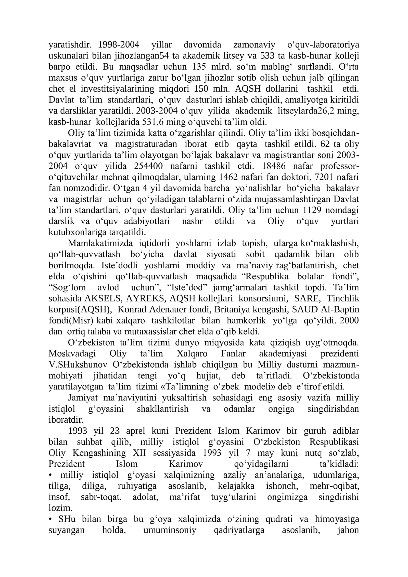 Ta’lim sohasida islohotlar 2
