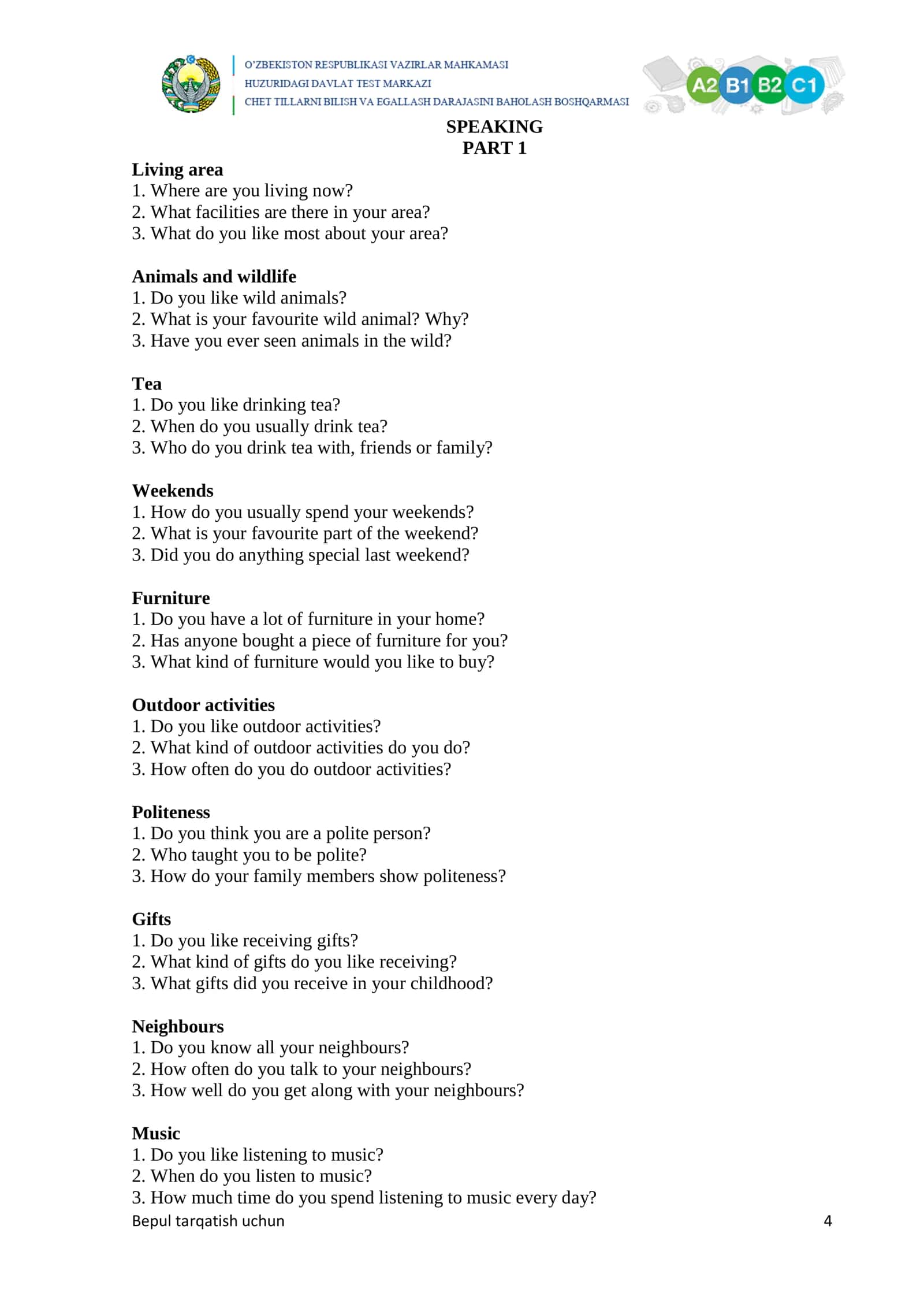 EXAM MATERIALS 2