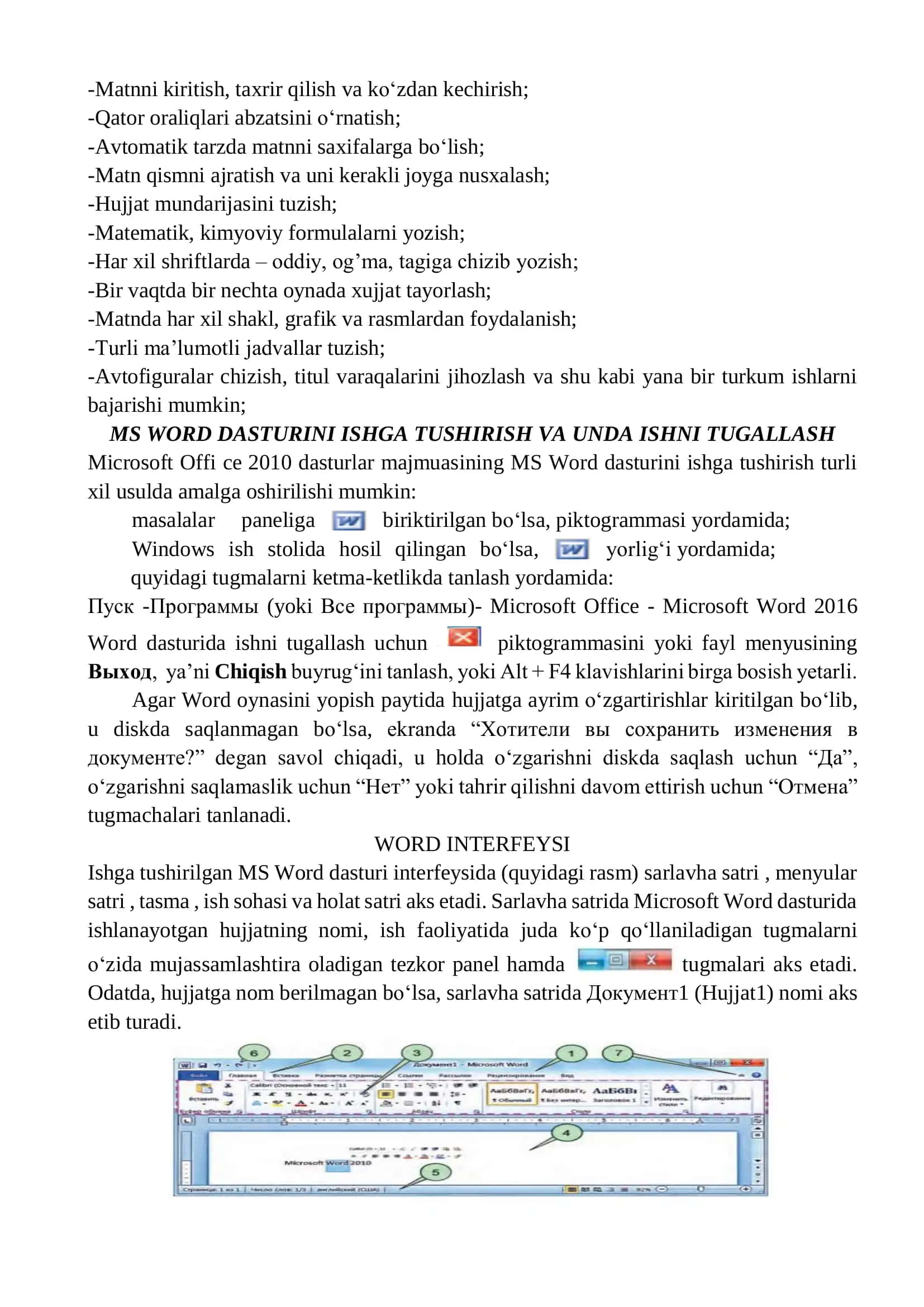 Microsoft Word matn muharriri 2