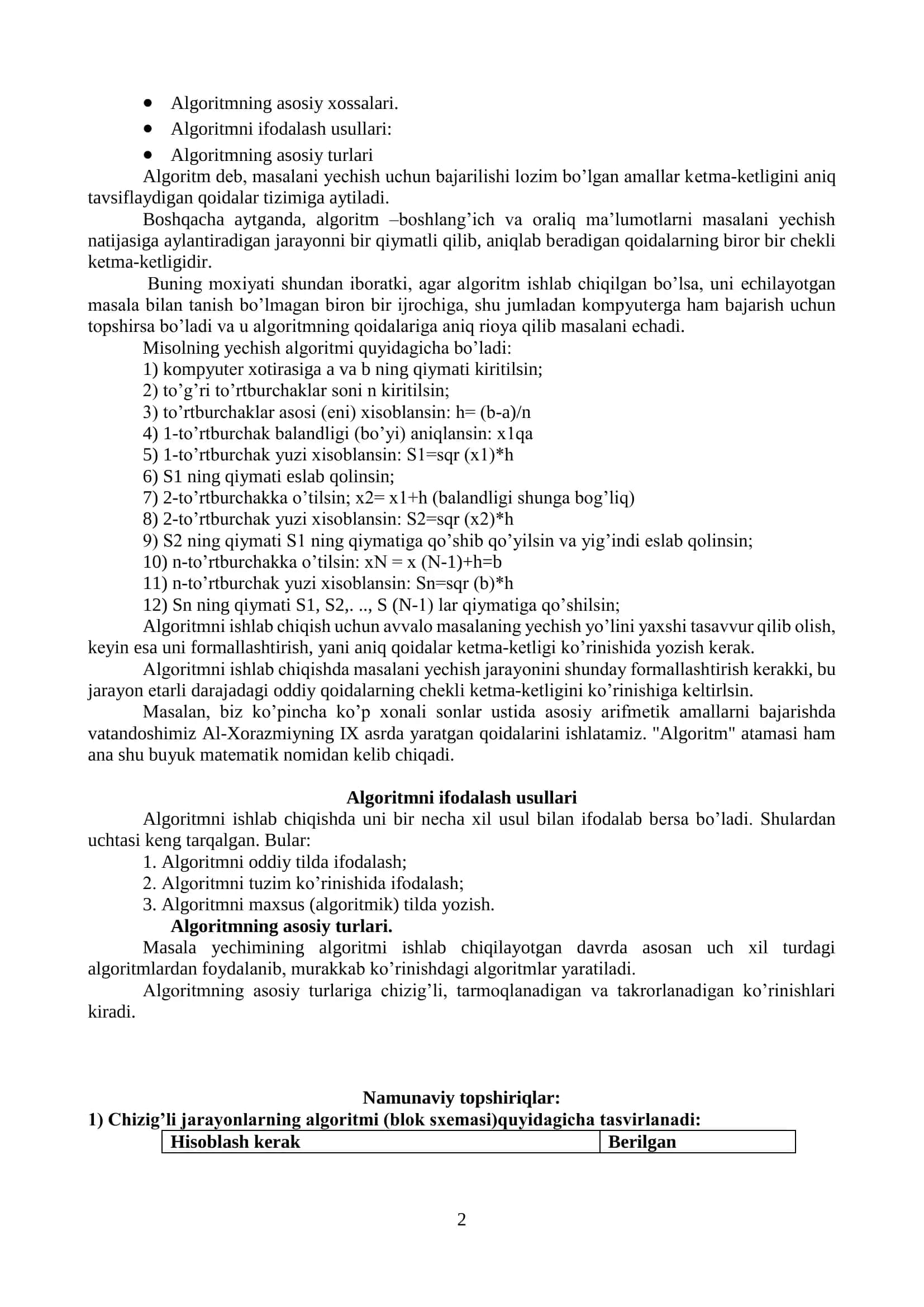 Algoritmlash asoslari 2