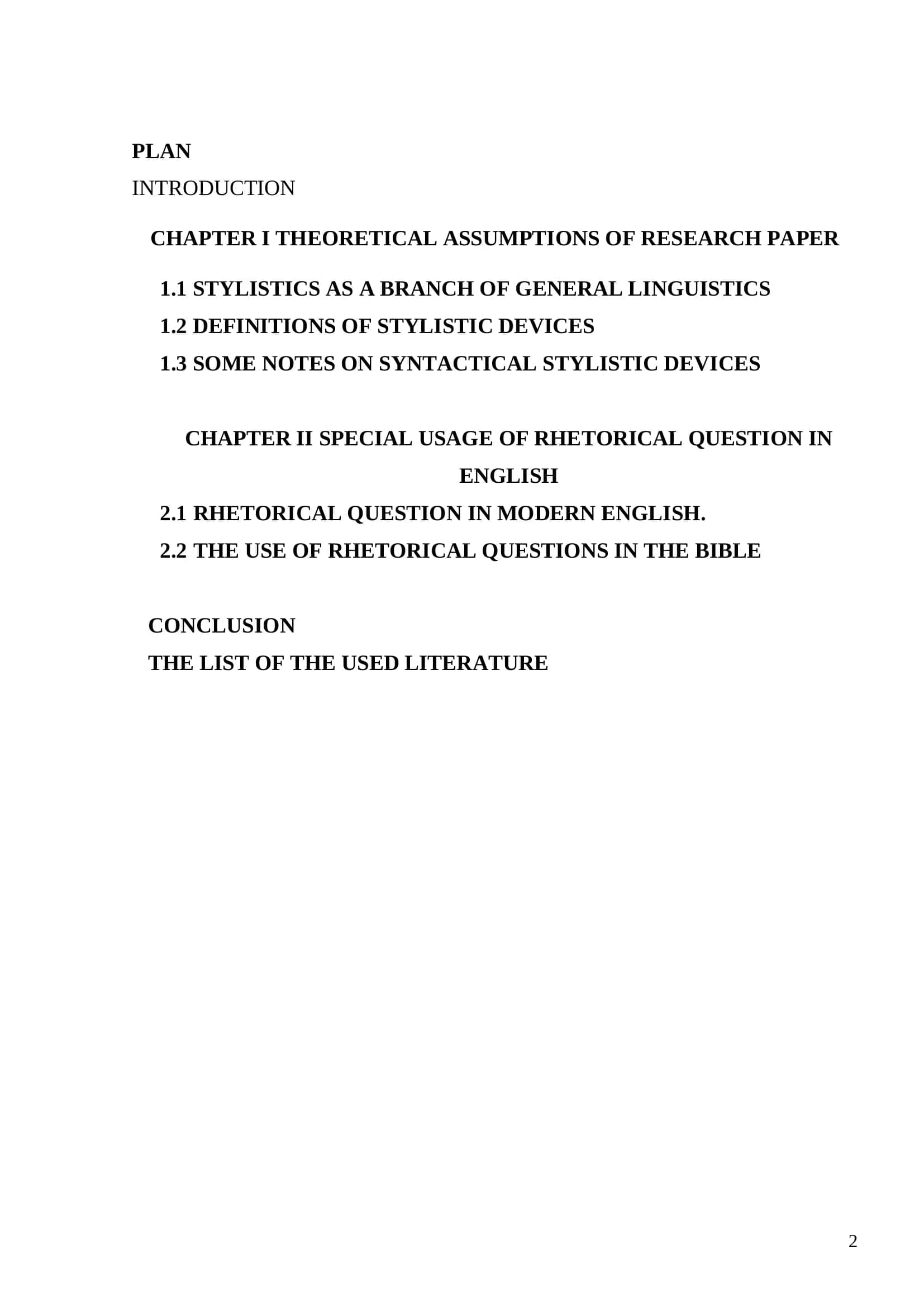 COURSE PAPER ON THE NATURE AND FUNCTION OF RHETORICAL QUESTION 2