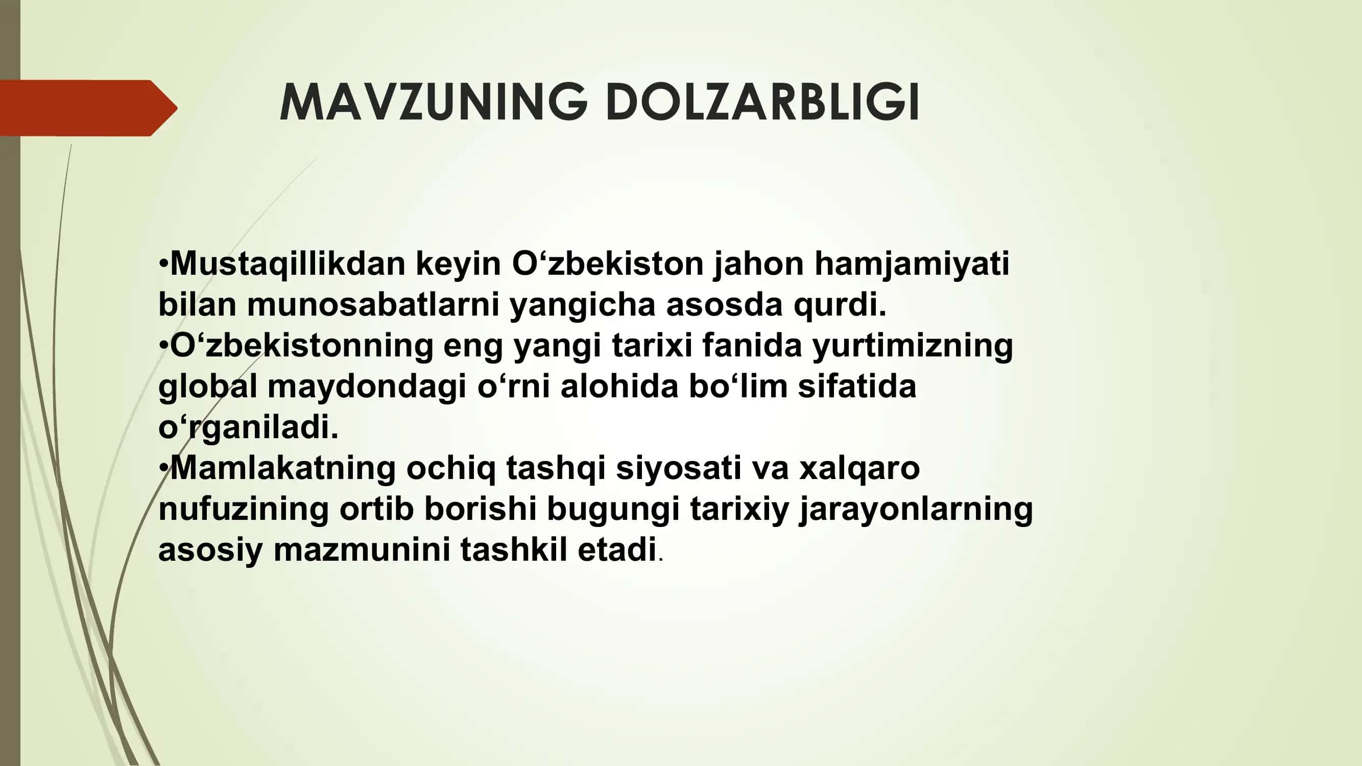Oʻzbekistonning emg yangi tarixidan slide 2