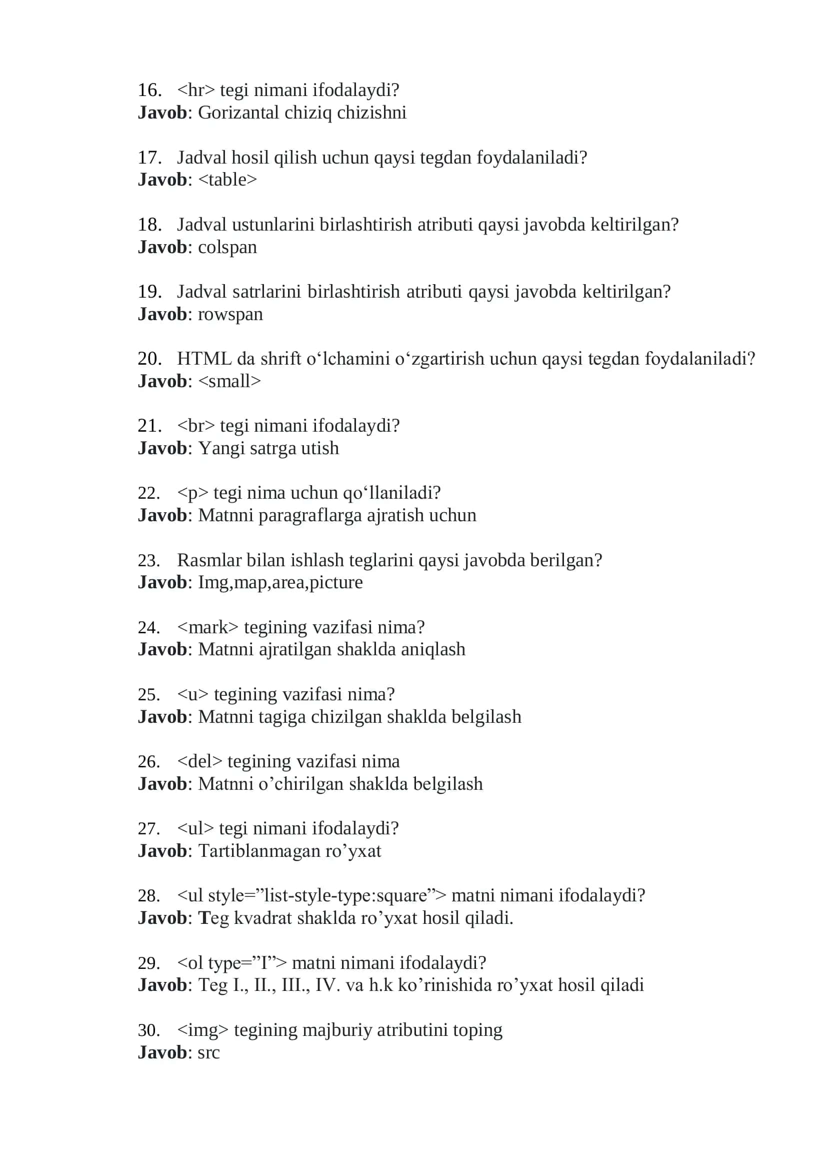 Web-sahifa haqida savollar 2