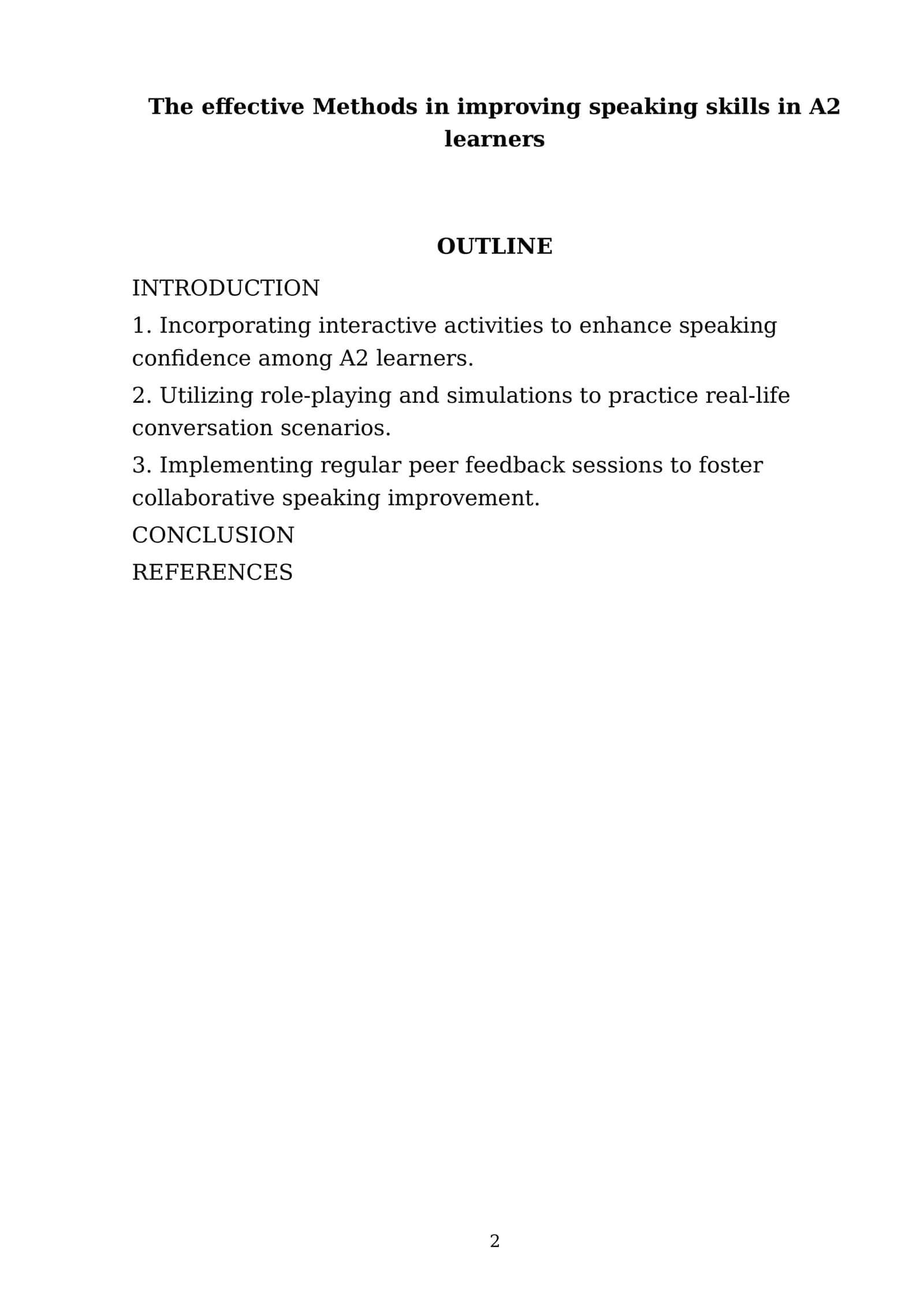 The effective Methods in improving speaking skills in A2 learners 2