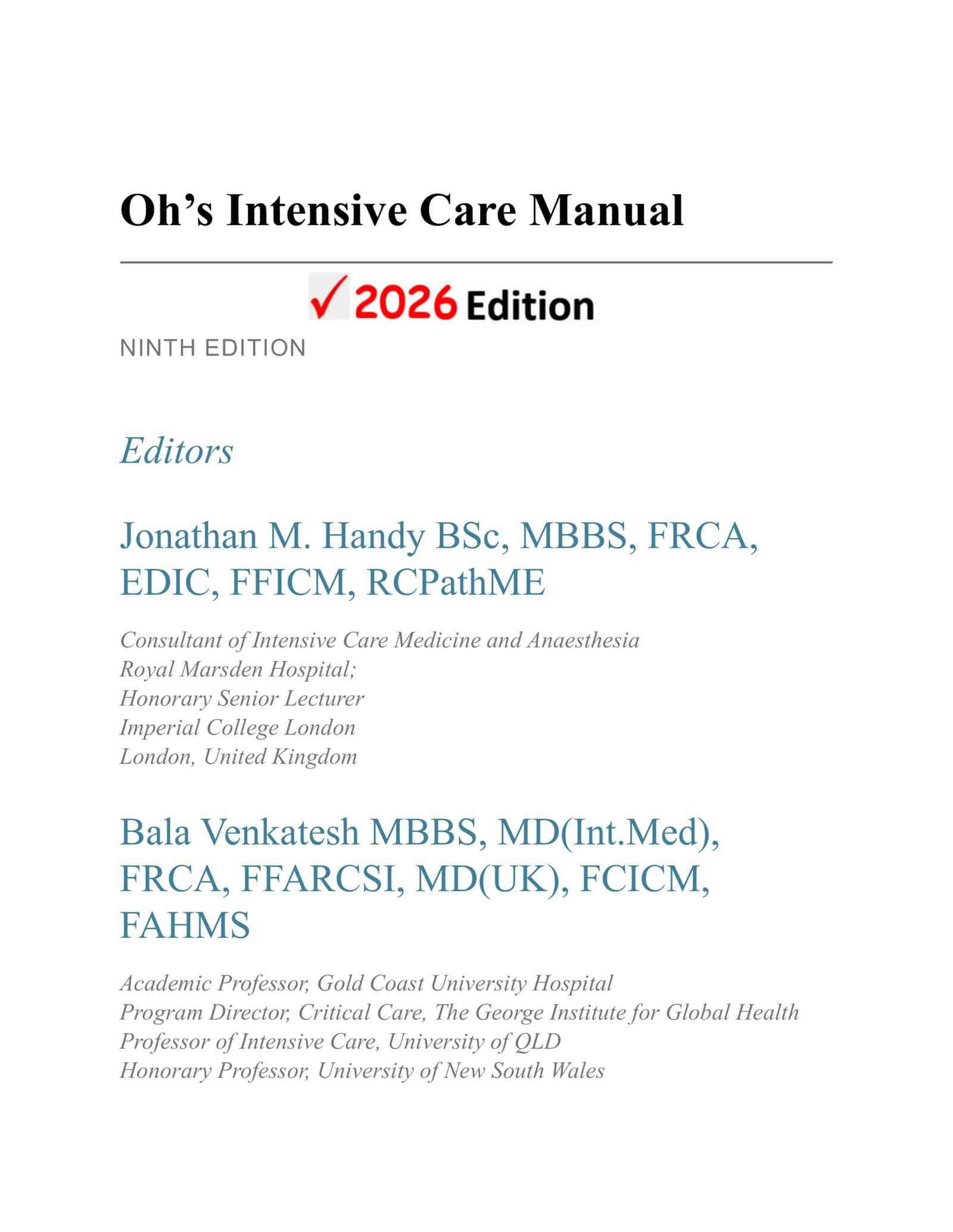 Intensiv terapiya. Oh’s Intensive Care 2
