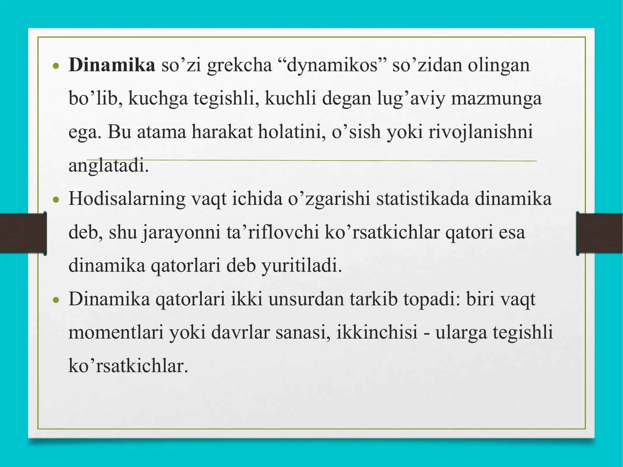 DINAMIK QATORLAR STATISTIK USULI 2