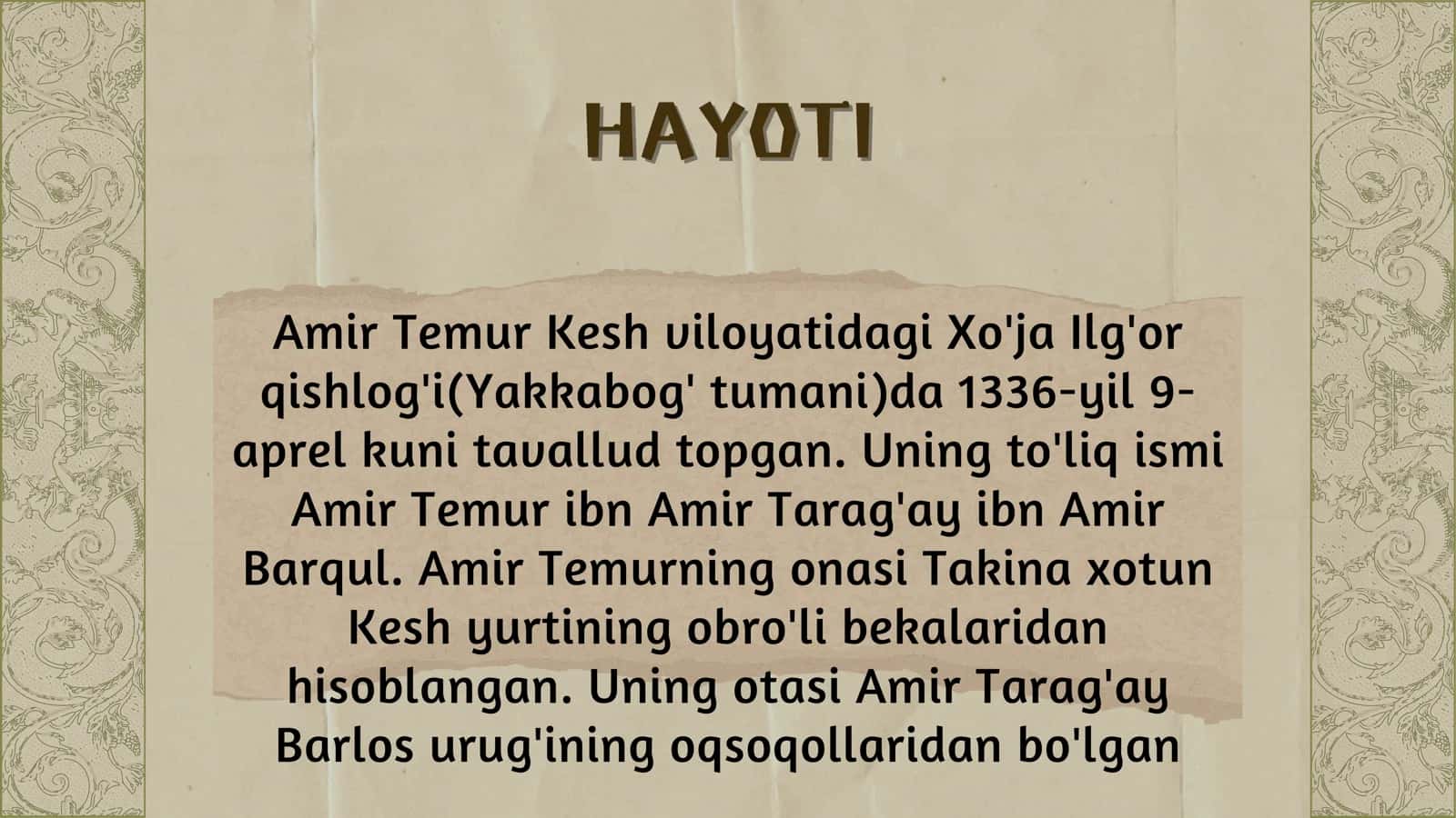 AMIR TEMUR HAYOTI VA YOSHLIGI 2