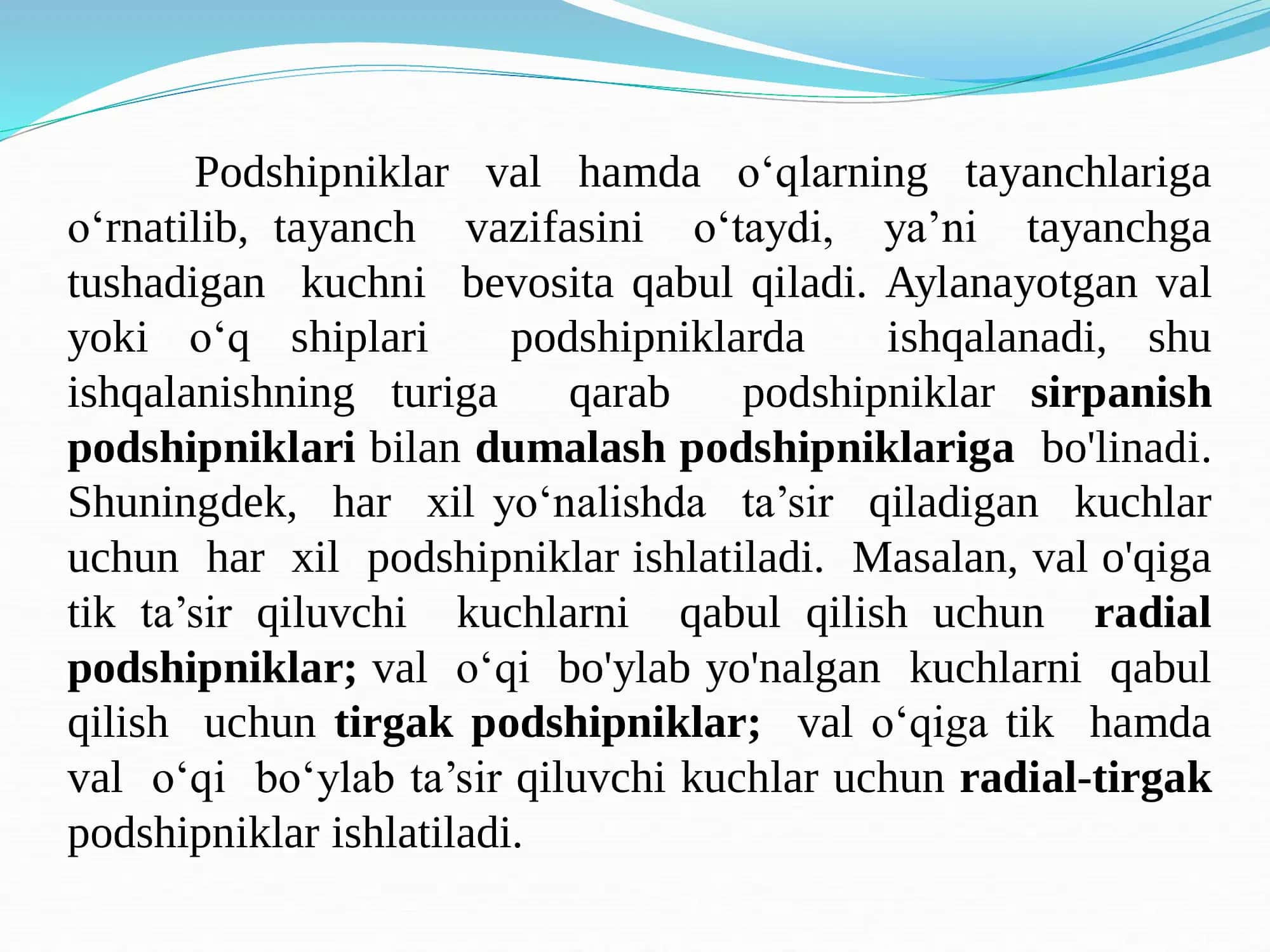 Podshipniklar. Dumalash podshipniklari. Sirpanish podshipniklari. 2