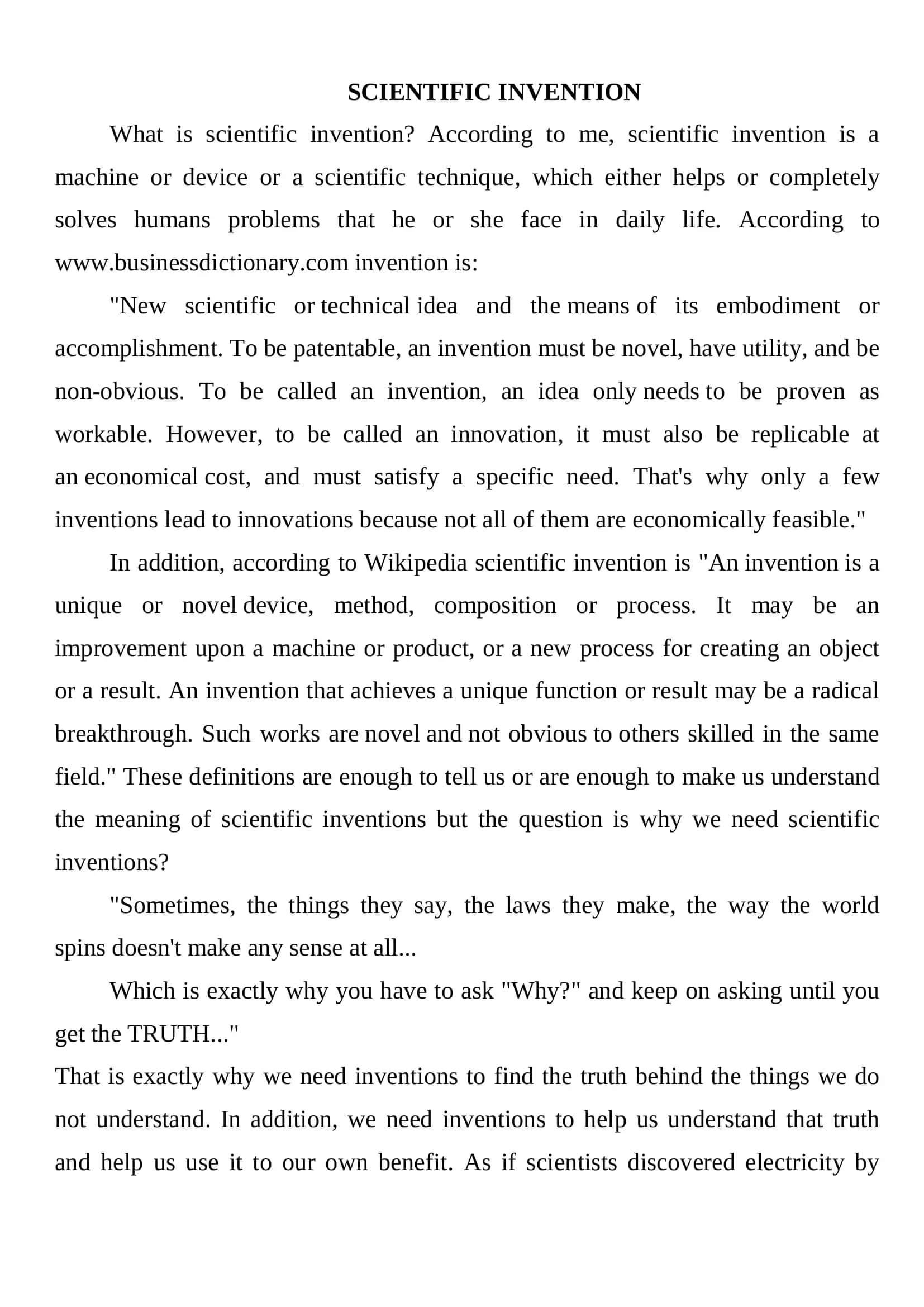 SCIENTIFIC INVENTION 2