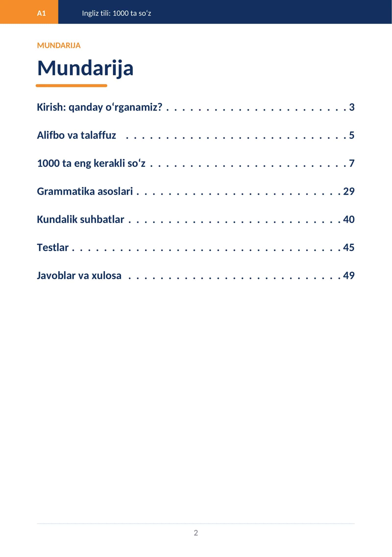 Ingliz tili A1: 1000 ta so'z va grammatika (noldan o'rganish uchun qo'llanma) 2