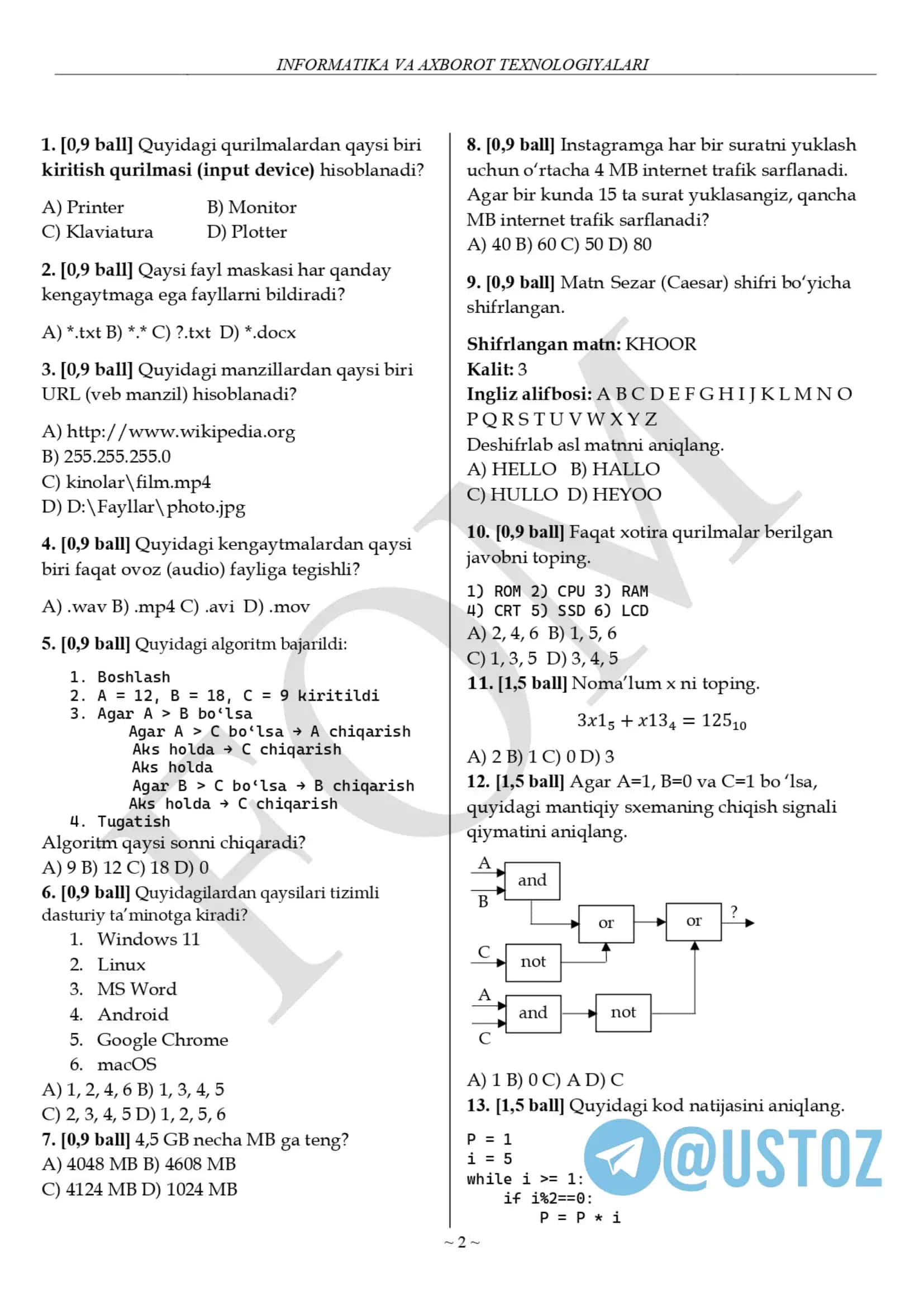 9-sinf Informatika kalitlari 2