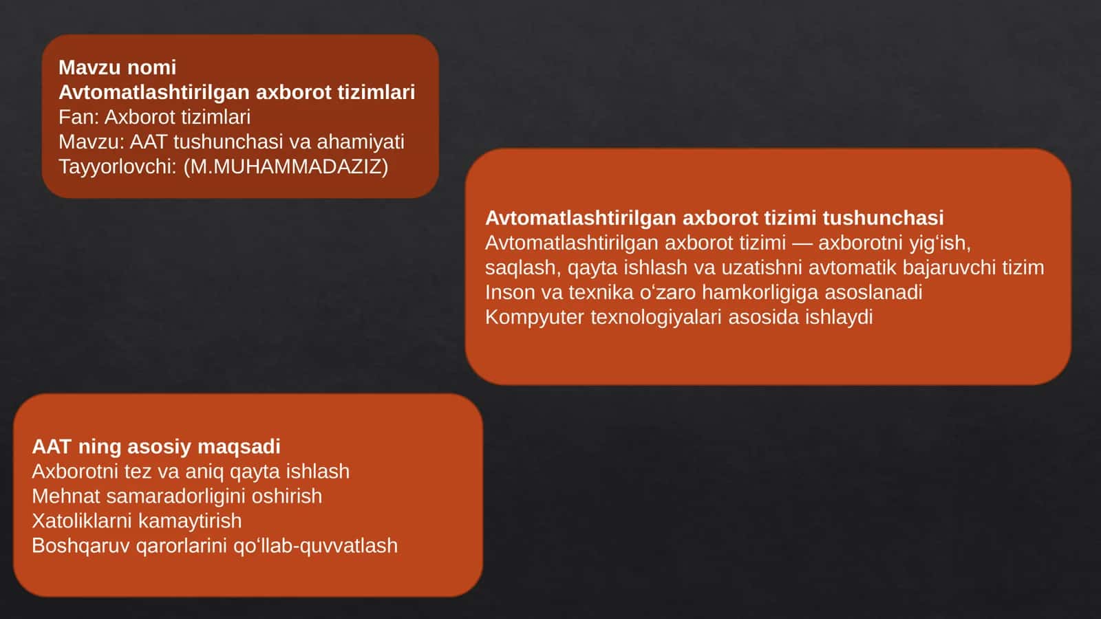 Avtomatlashtirilgan axborot tizimlari 2