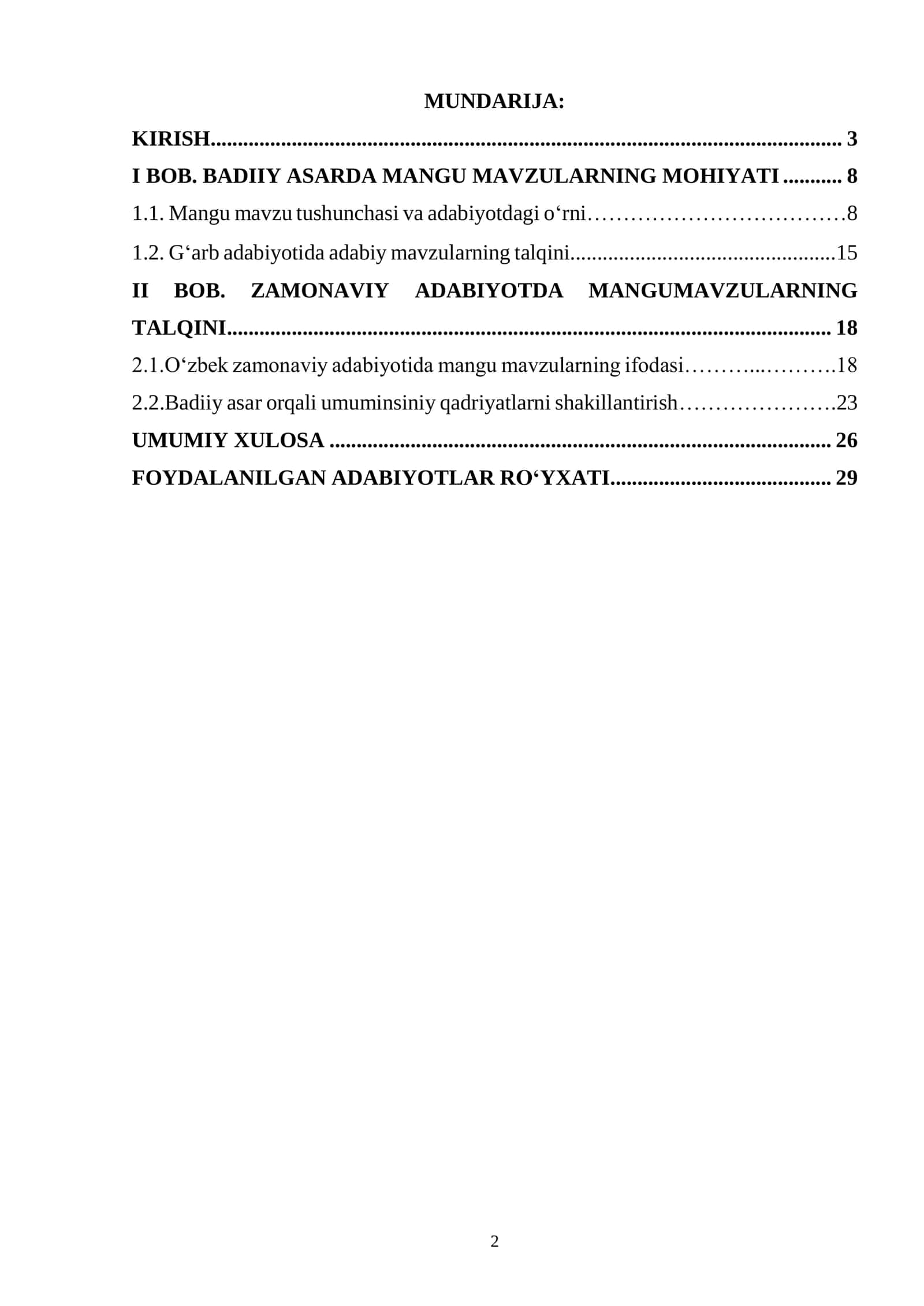 Badiiy asarda mangu mavzu 2