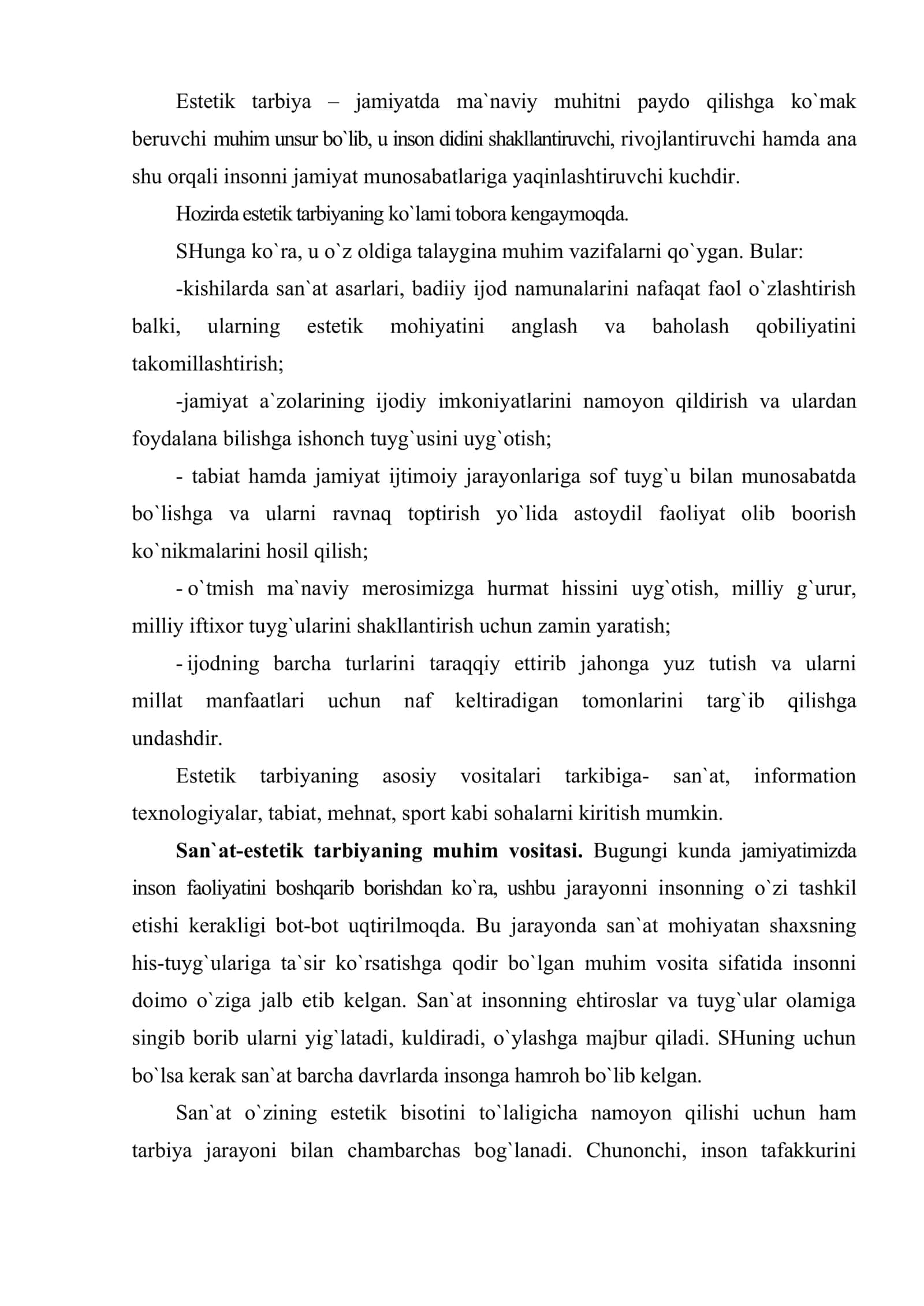 Estetik tarbiya 2