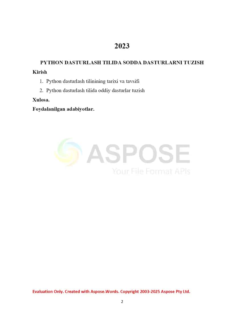 PYTHON DASTURLASH TILIDA SODDA DASTURLARNI TUZISH 2