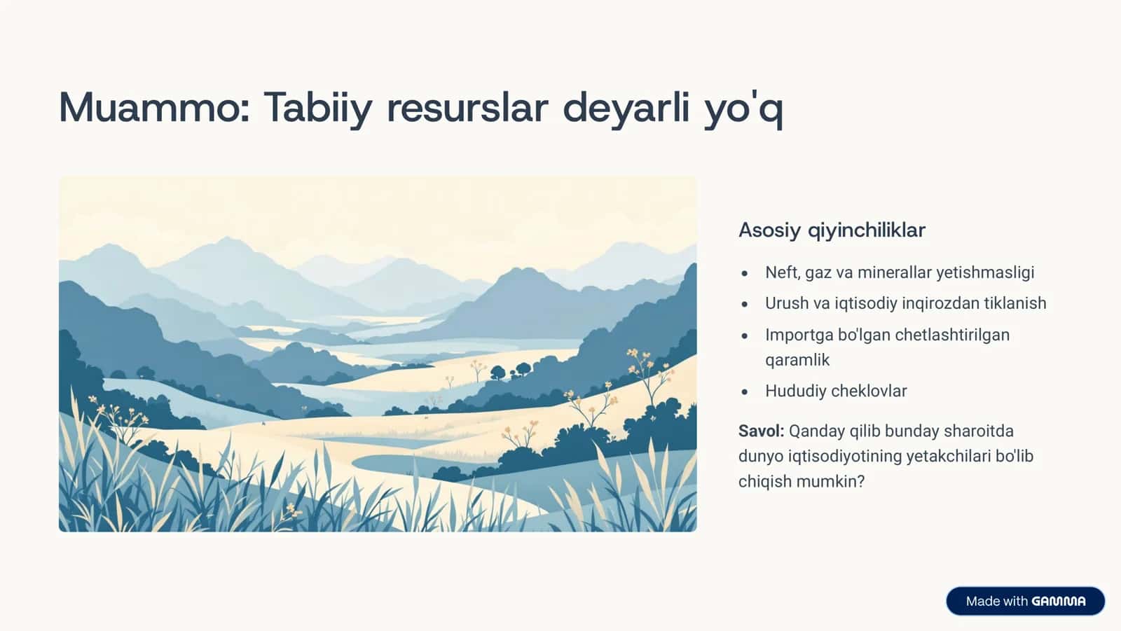 Tabiiy resurslarsiz rivojlanish 2