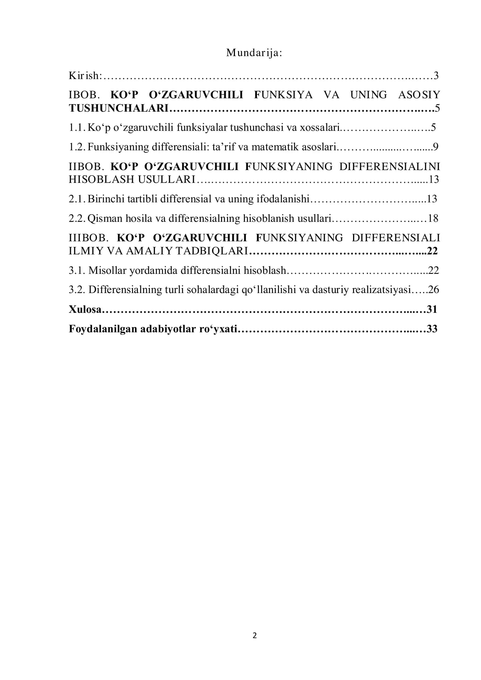 Koʻp oʻzgaruvchili funksiyaning differensiali 2