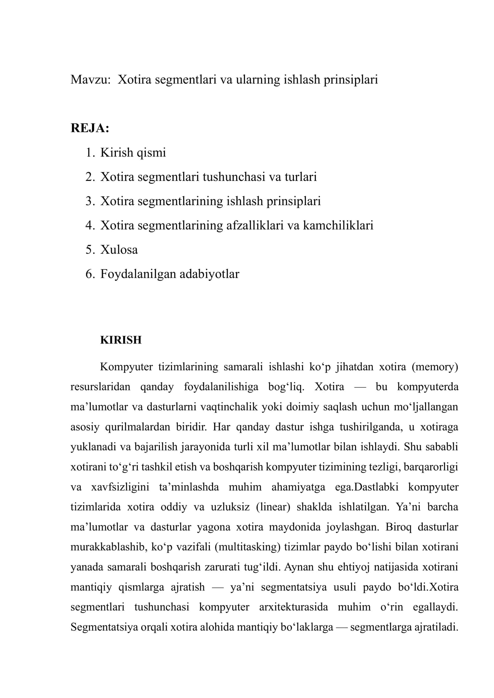 Xotira segmentlari va ularning ishlash prinsiplari 2