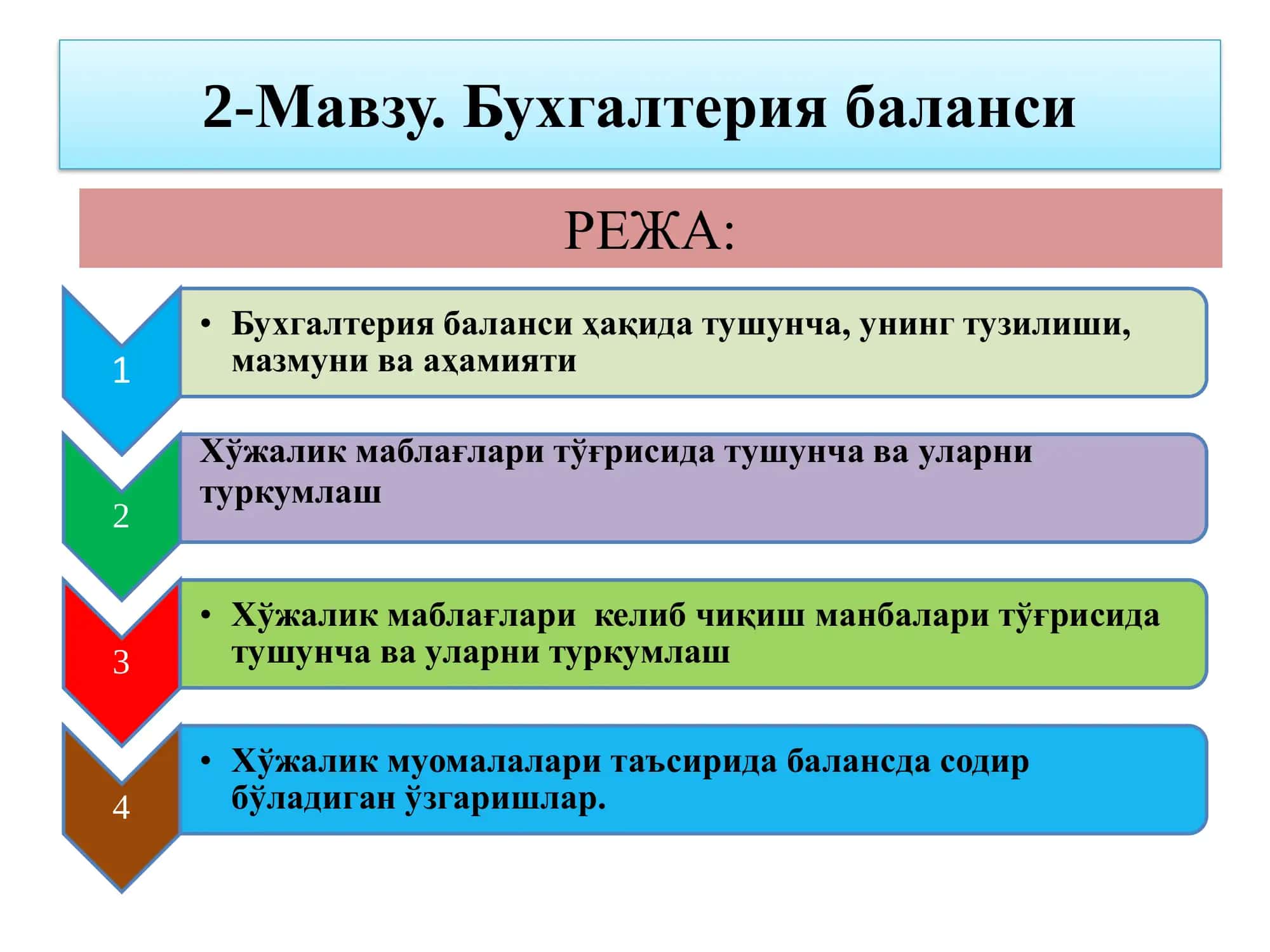 Мавзу. Бухгалтерия баланси 2