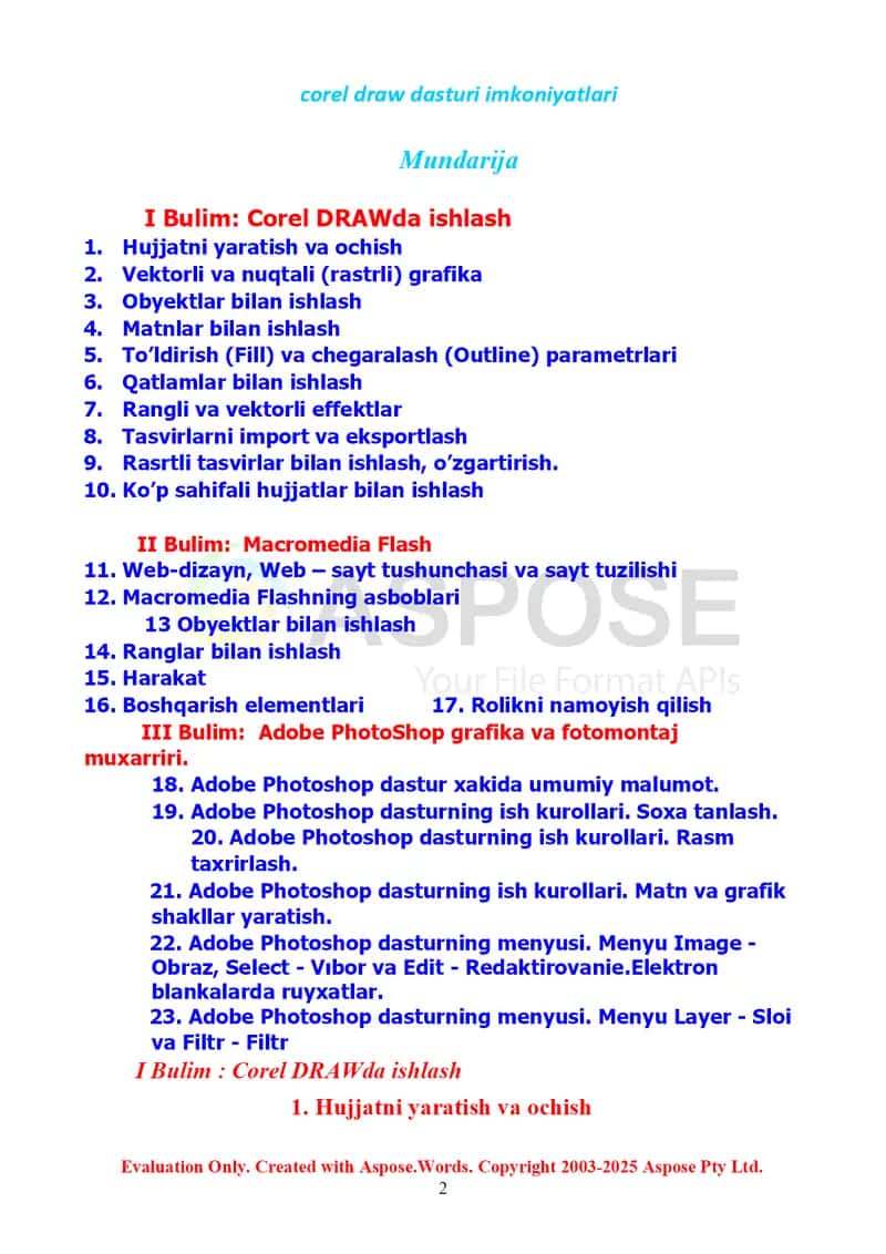 CorelDRAW dasturi imkoniyatlari 2
