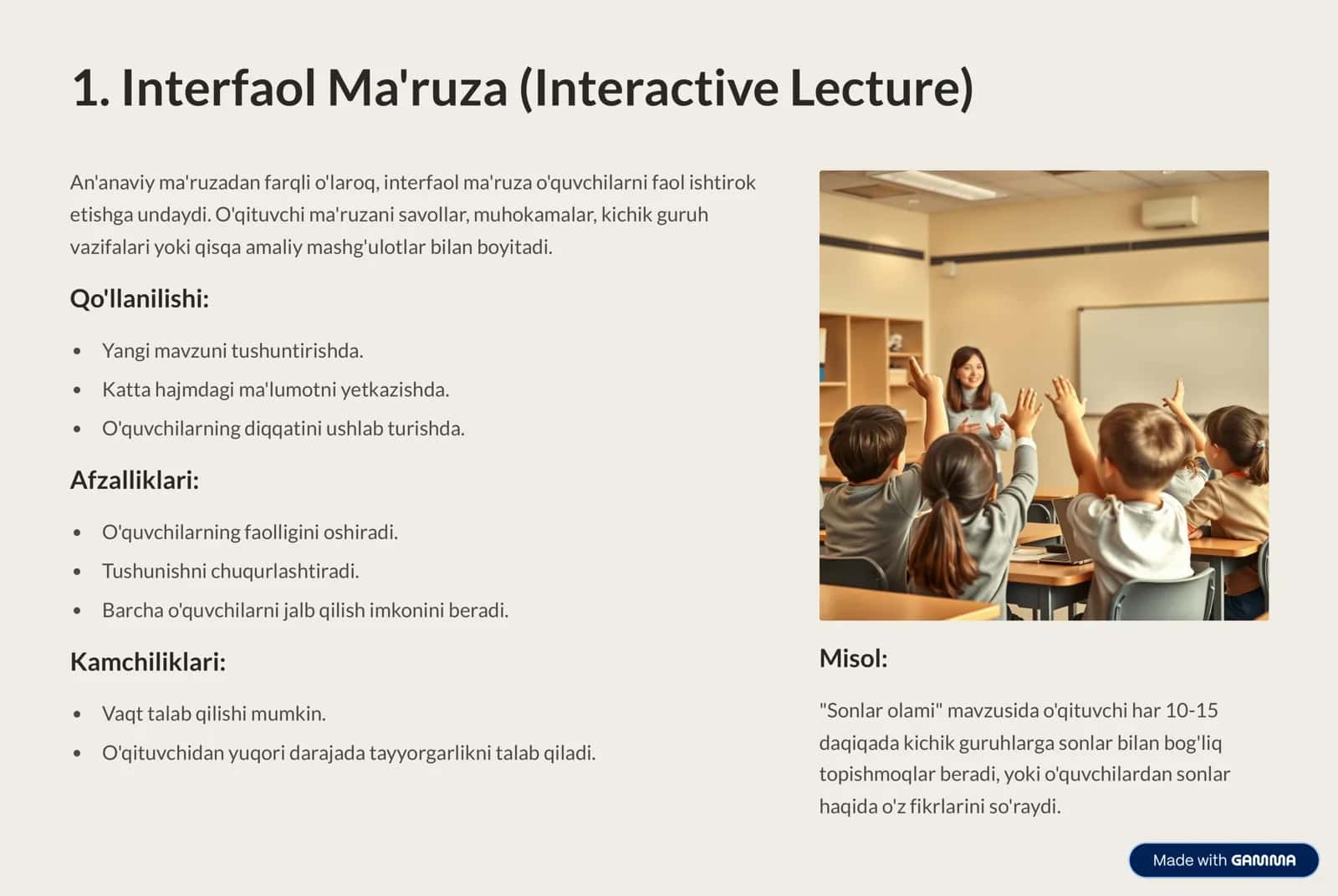 Interfaol Ma'ruza (Interactive Lecture) 2