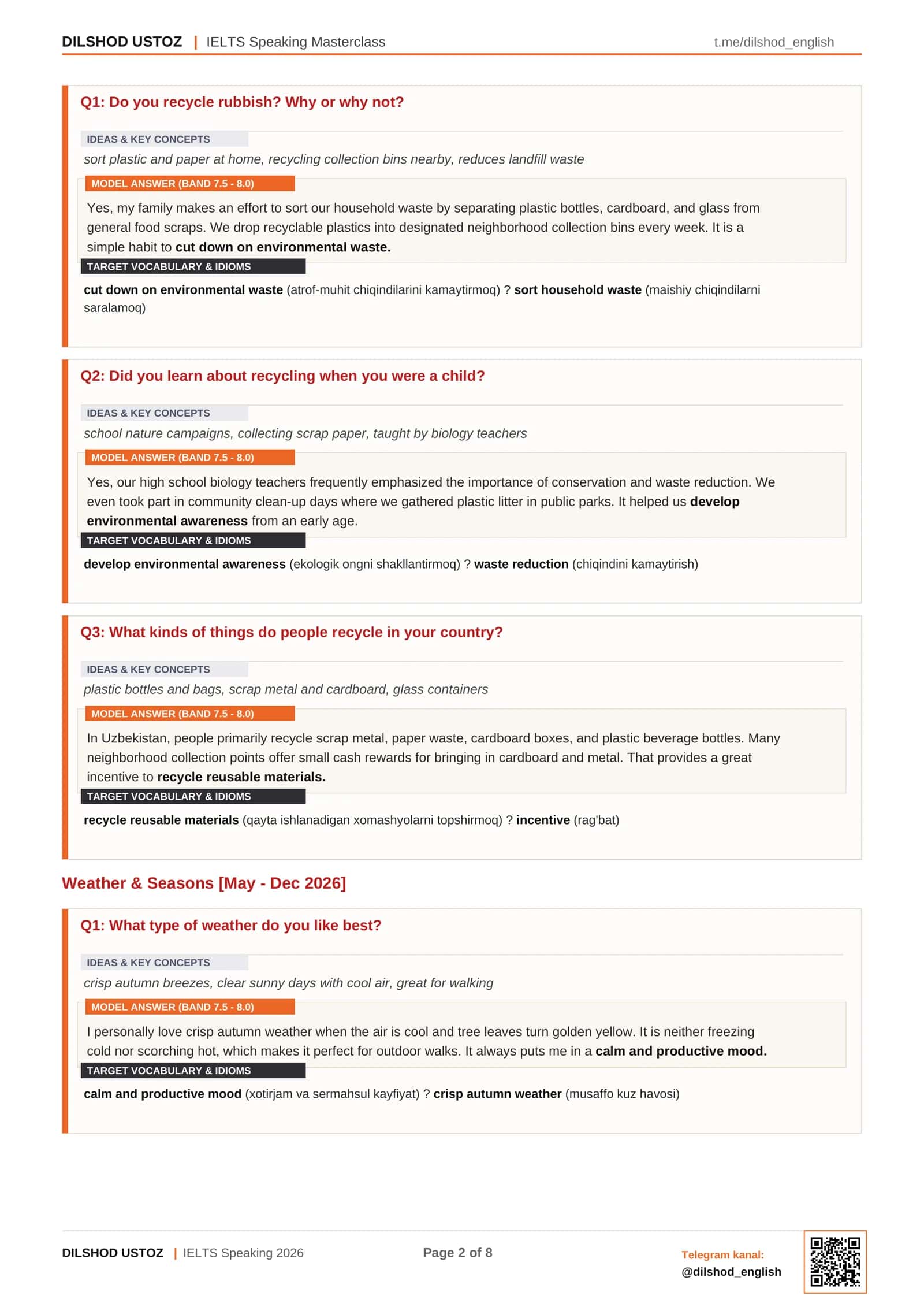 IELTS Speaking Masterclass lesson 6. 2