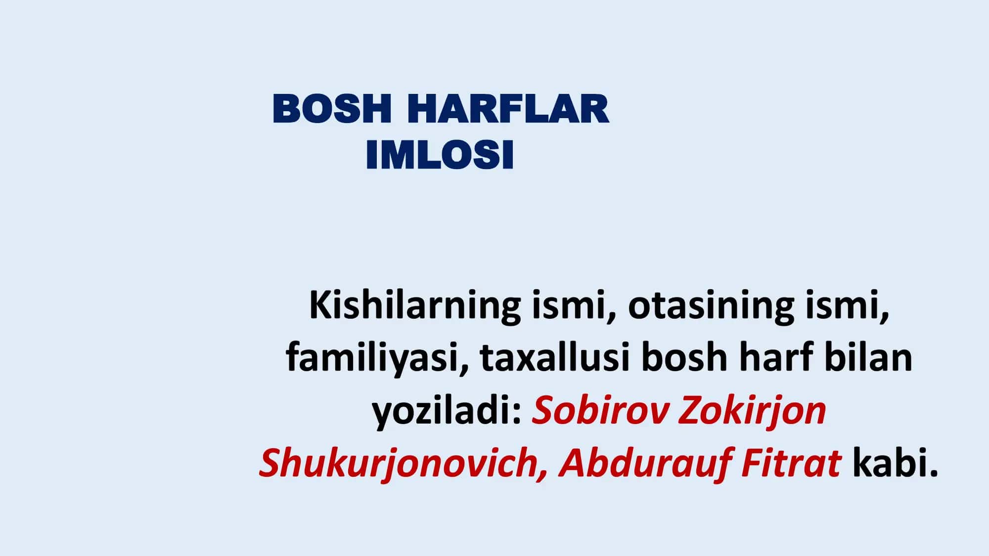Bosh harflar imlosi 2