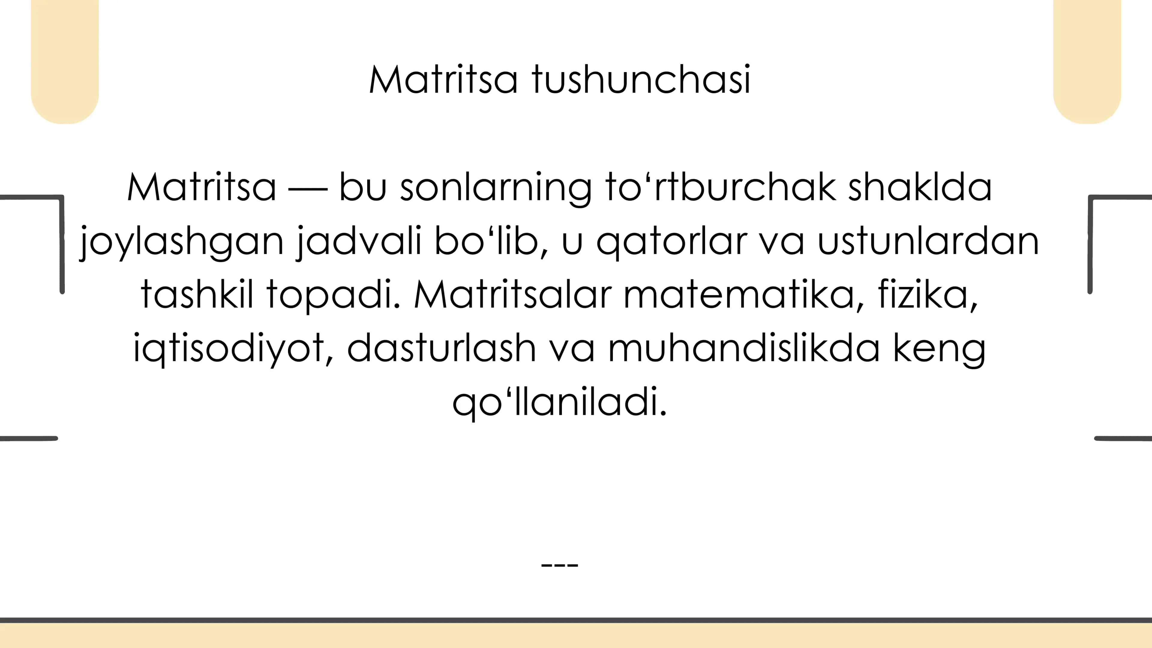 MATRITSALAR 2