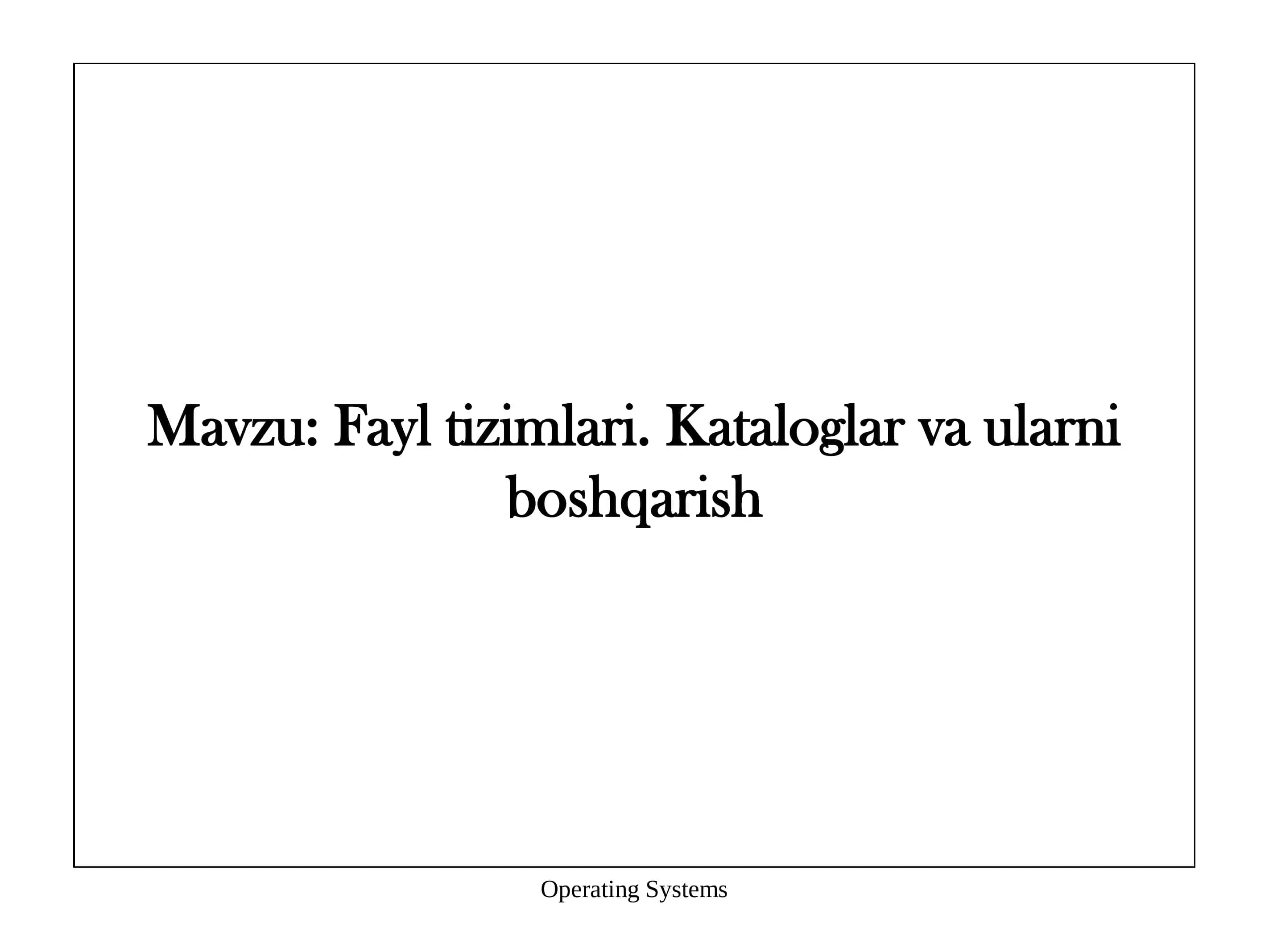 Operatsion Tizimlar va Laboratoriya Fanidan Referat 2
